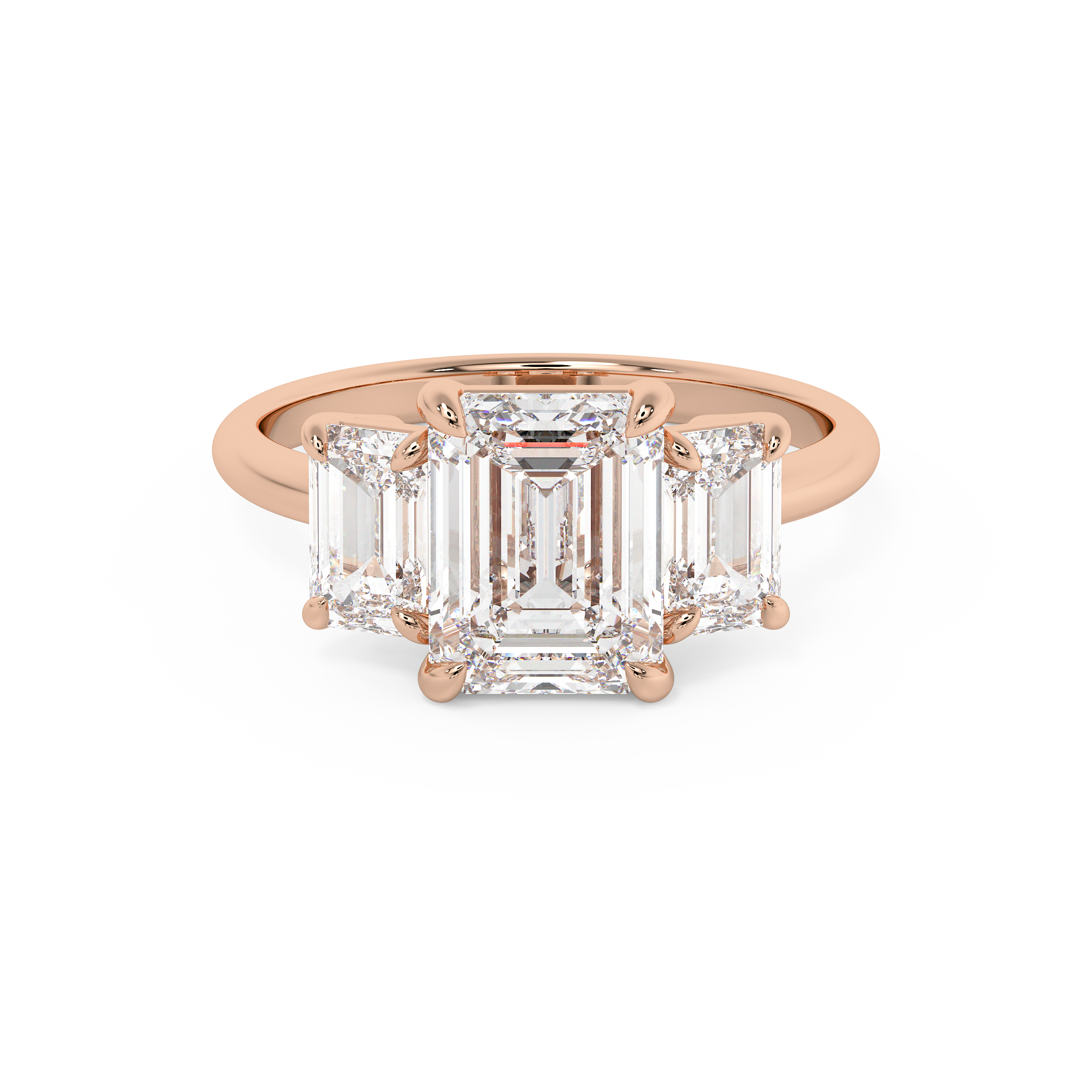 Emerald Three Stone Lab Grown Diamond Engagement Ring