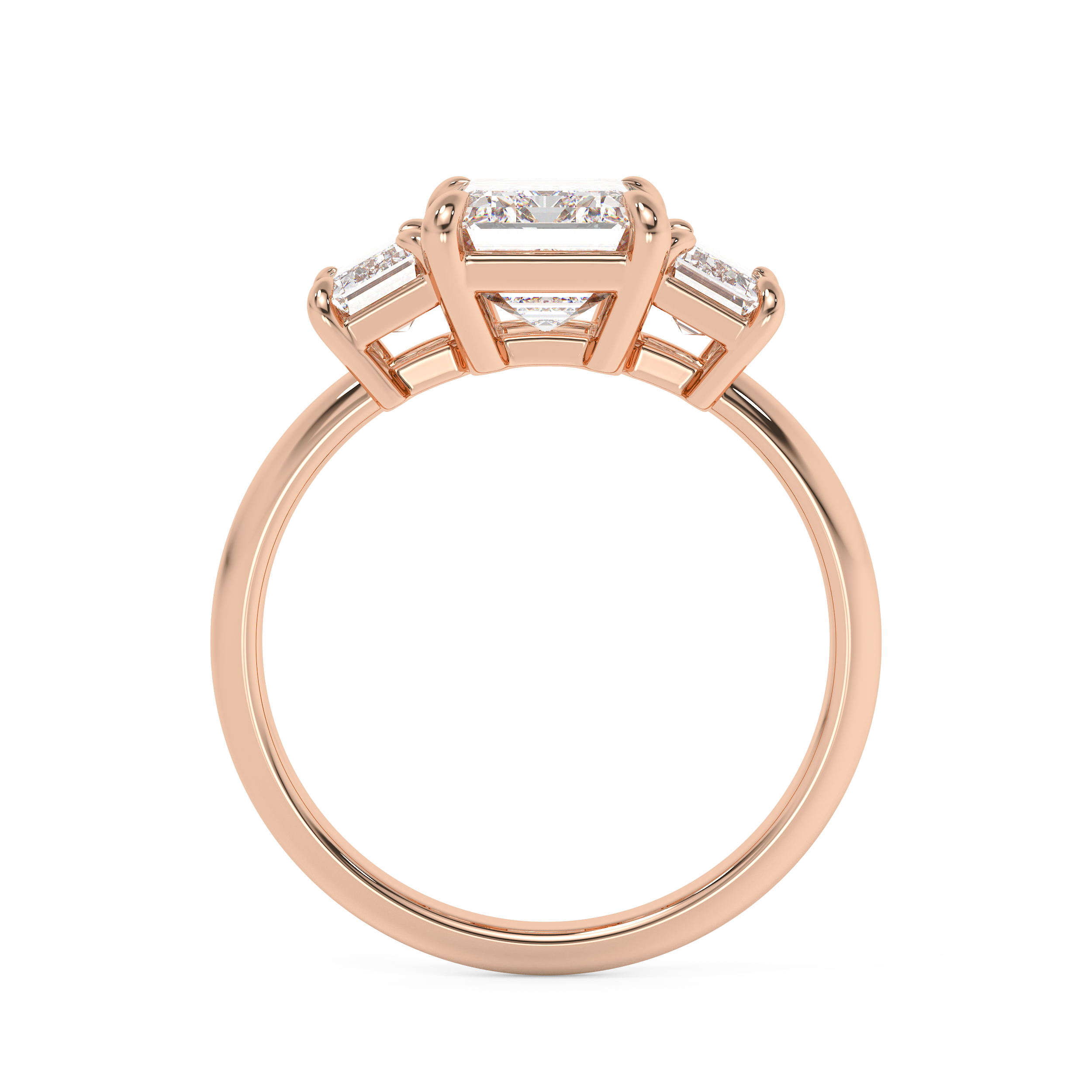 Emerald Three Stone Lab Grown Diamond Engagement Ring