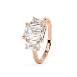 Emerald Three Stone Lab Grown Diamond Engagement Ring