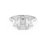 Emerald Three Stone Lab Grown Diamond Engagement Ring