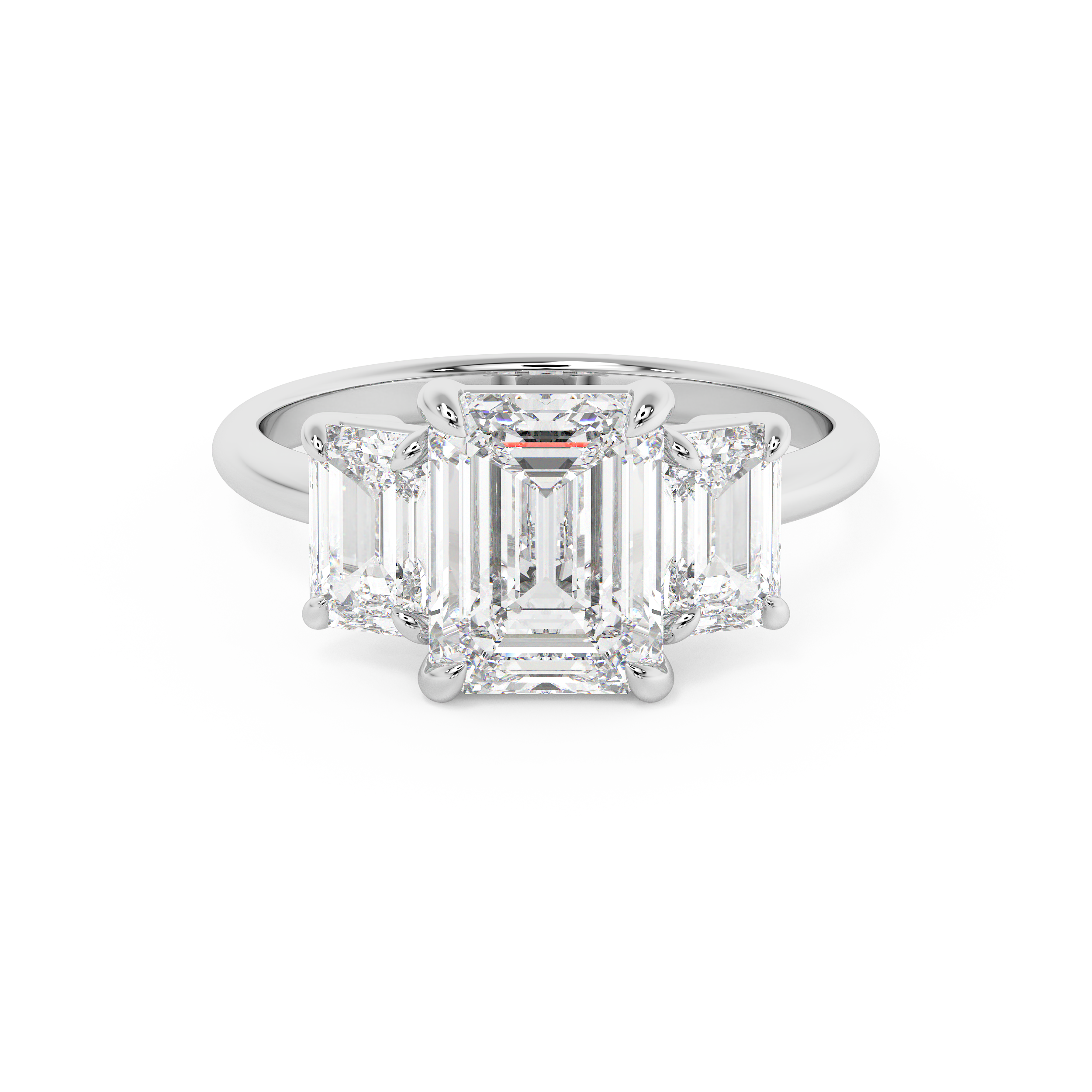 Emerald Three Stone Lab Grown Diamond Engagement Ring