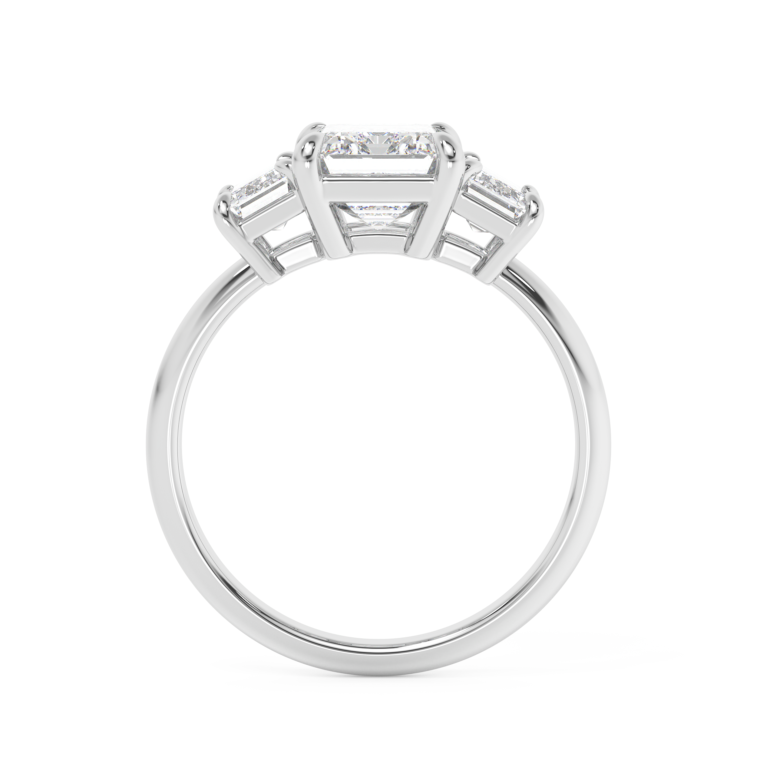 Emerald Three Stone Lab Grown Diamond Engagement Ring