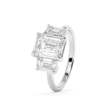 Emerald Three Stone Lab Grown Diamond Engagement Ring