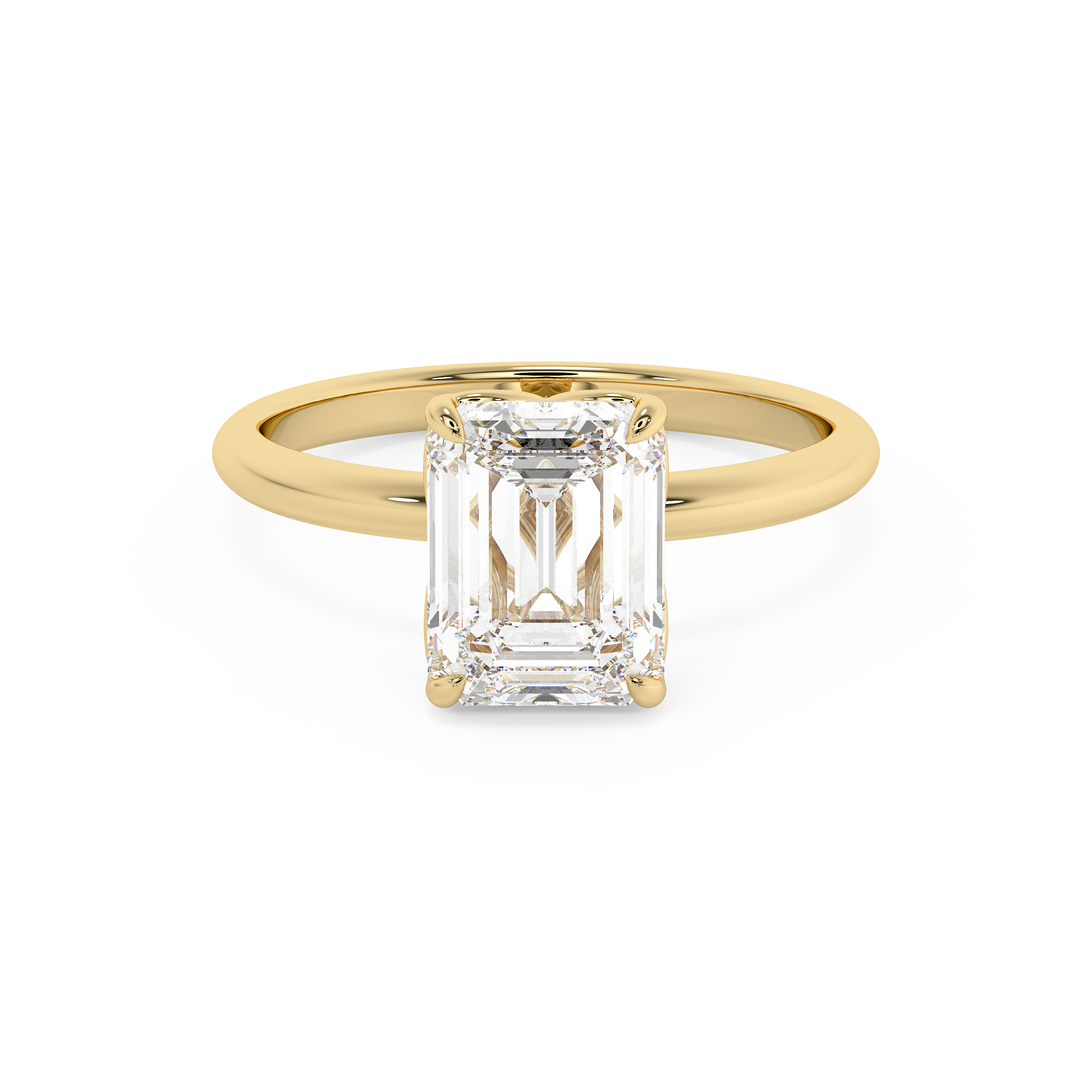Emerald Solitaire Lab Grown Diamond Engagement Ring