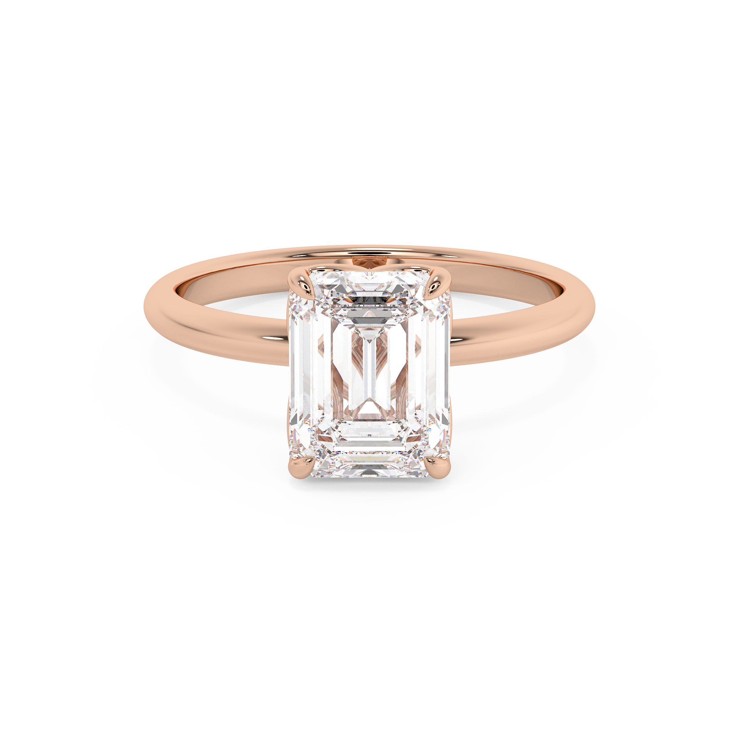 Emerald Solitaire Lab Grown Diamond Engagement Ring