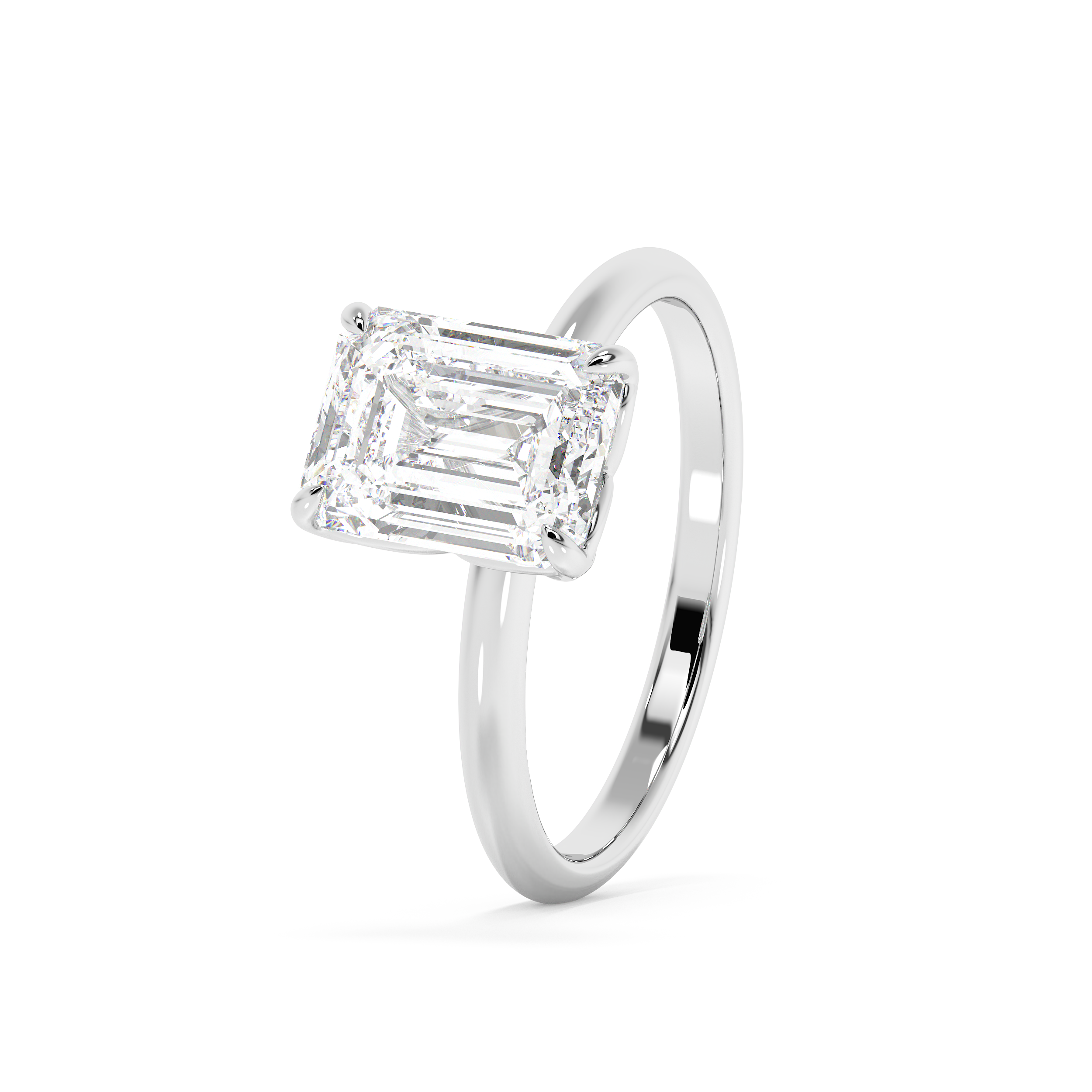 Emerald Solitaire Lab Grown Diamond Engagement Ring