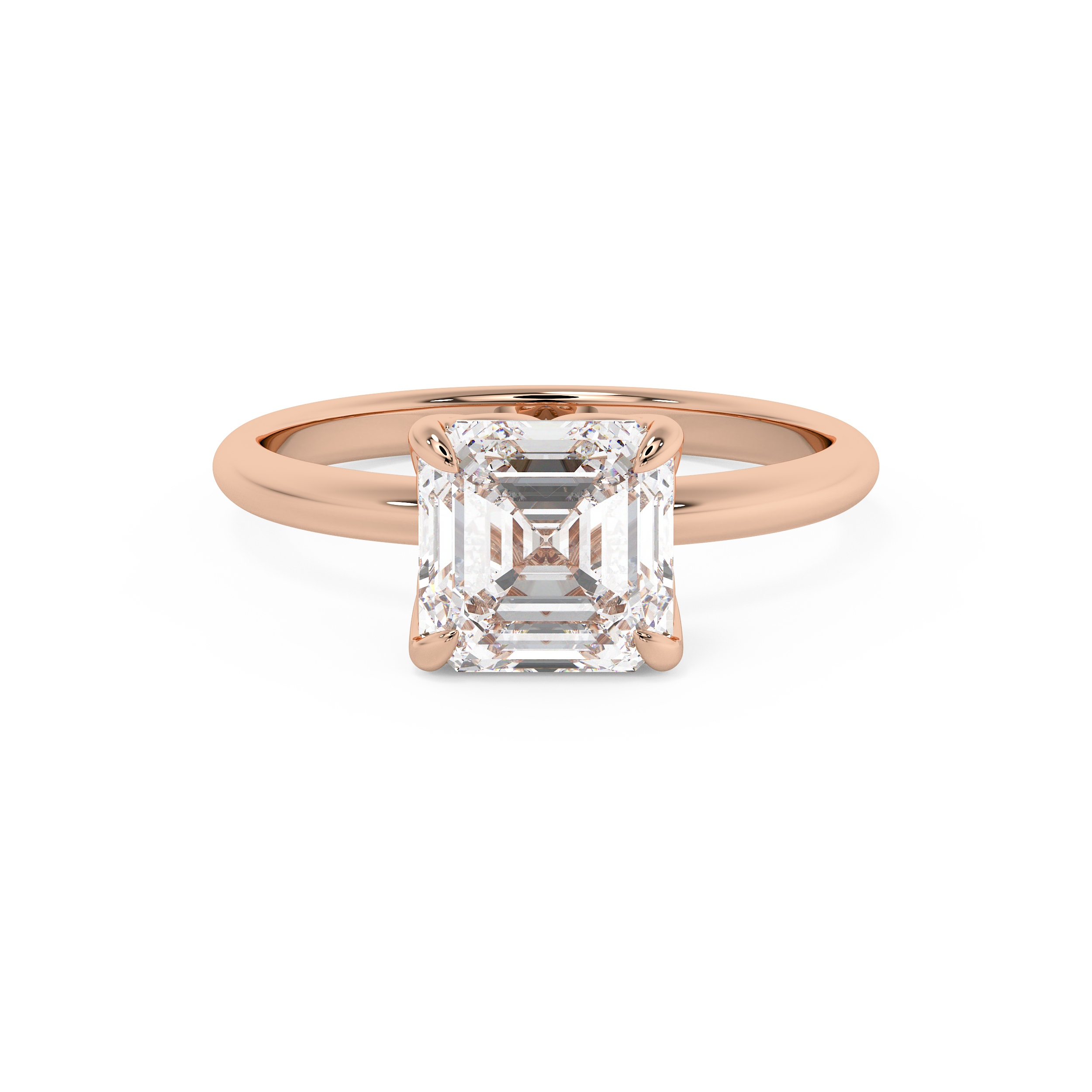 Asscher Solitaire Lab Grown Diamond Engagement Ring