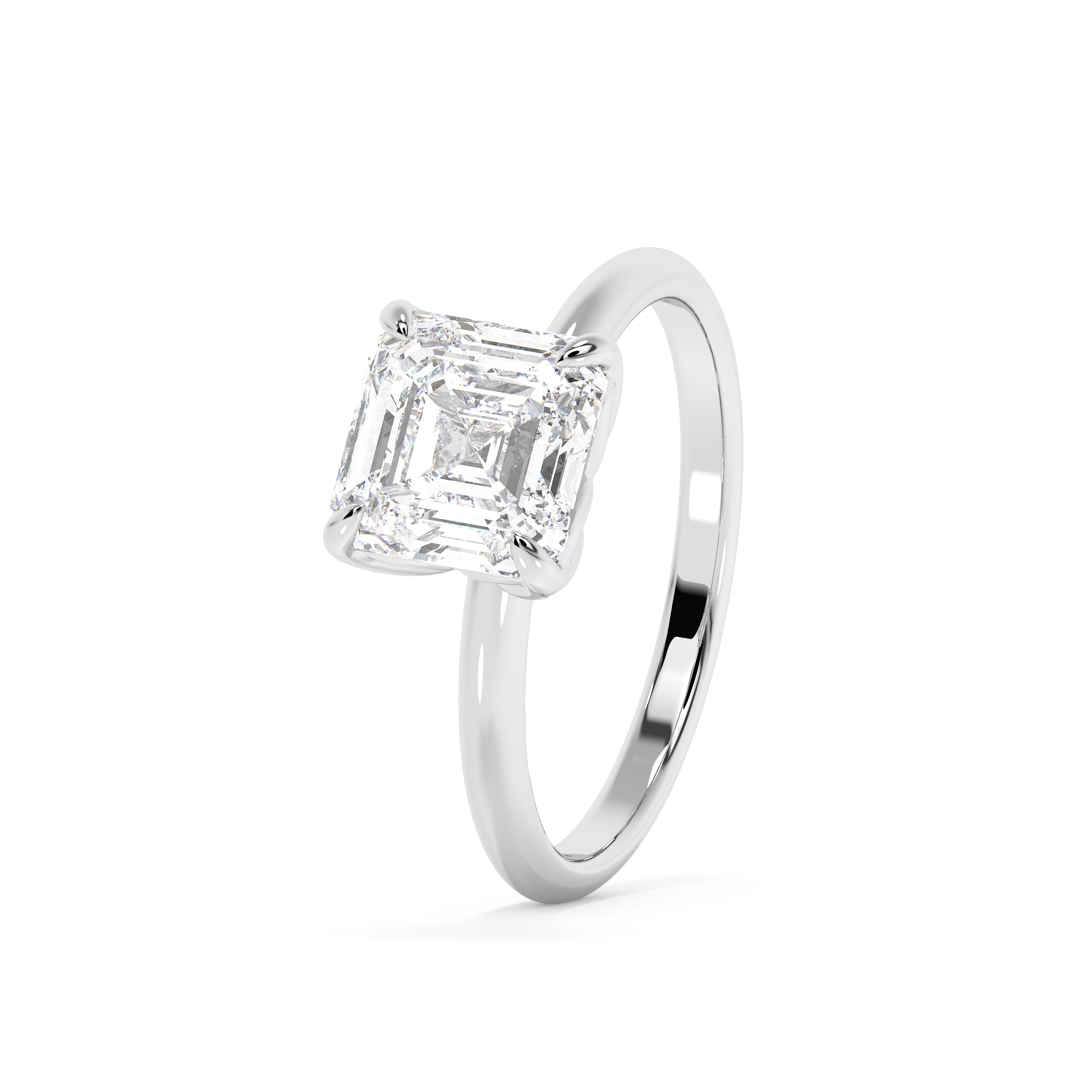 Asscher Solitaire Lab Grown Diamond Engagement Ring