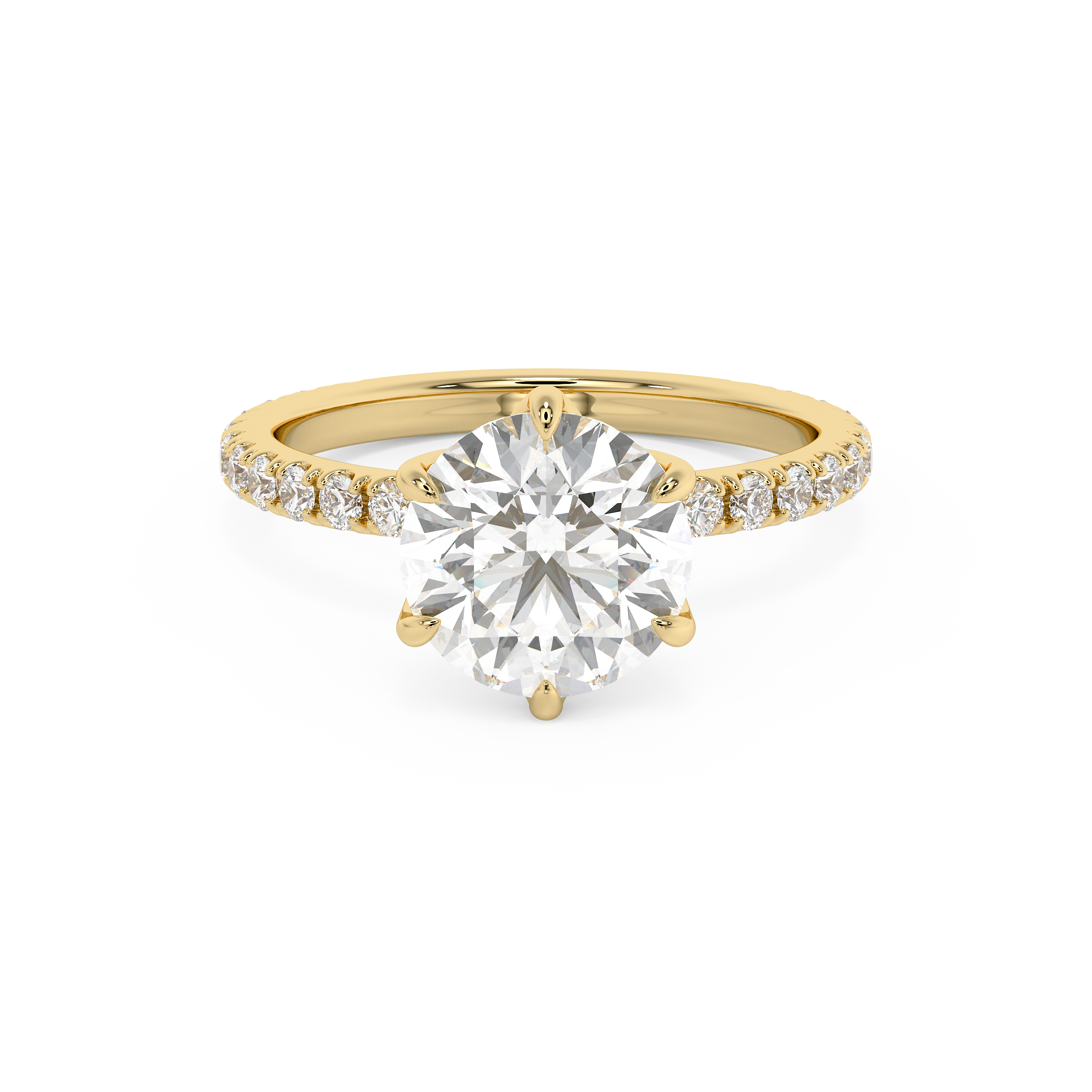 Round Pave Lab Grown Diamond Engagement Ring