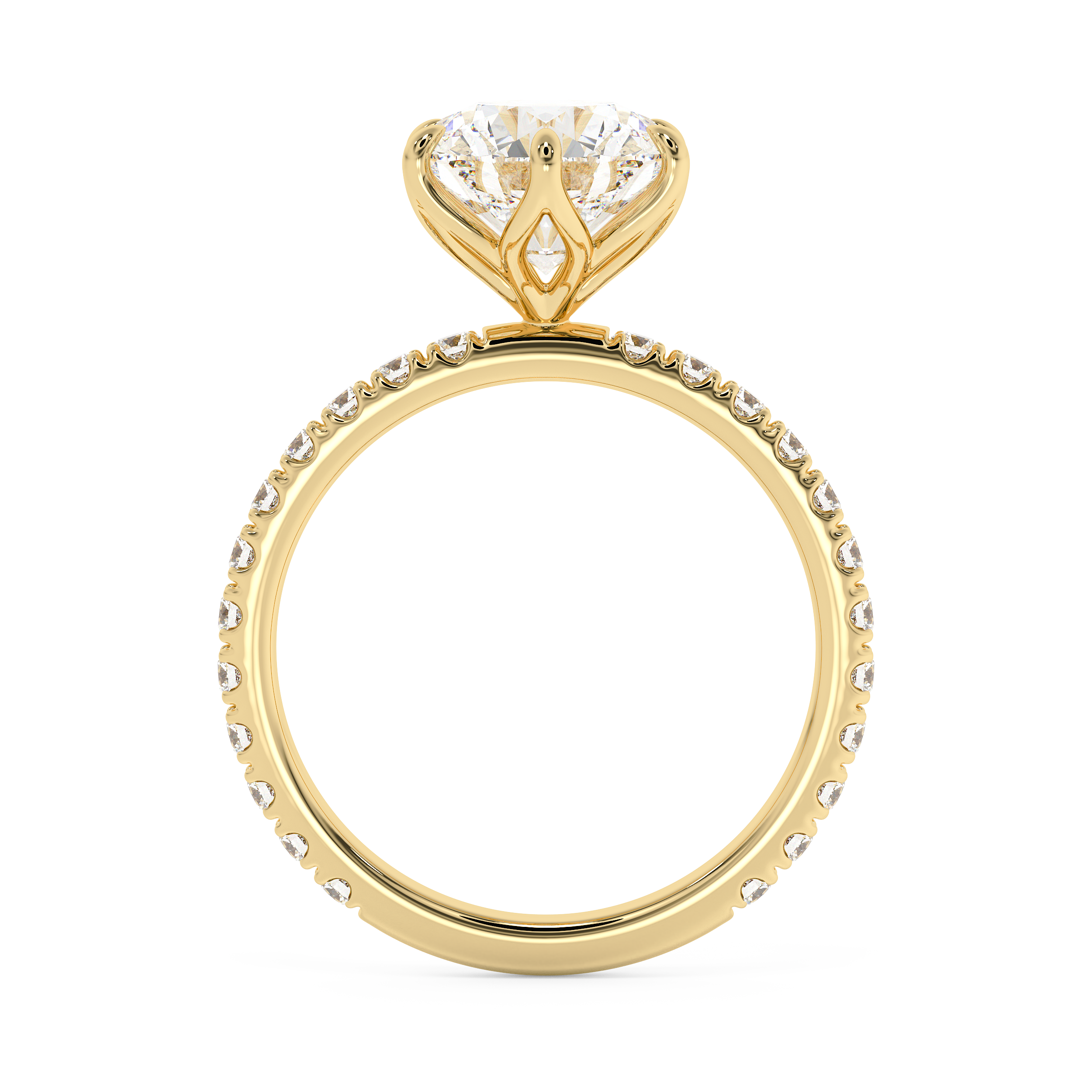 Round Pave Lab Grown Diamond Engagement Ring
