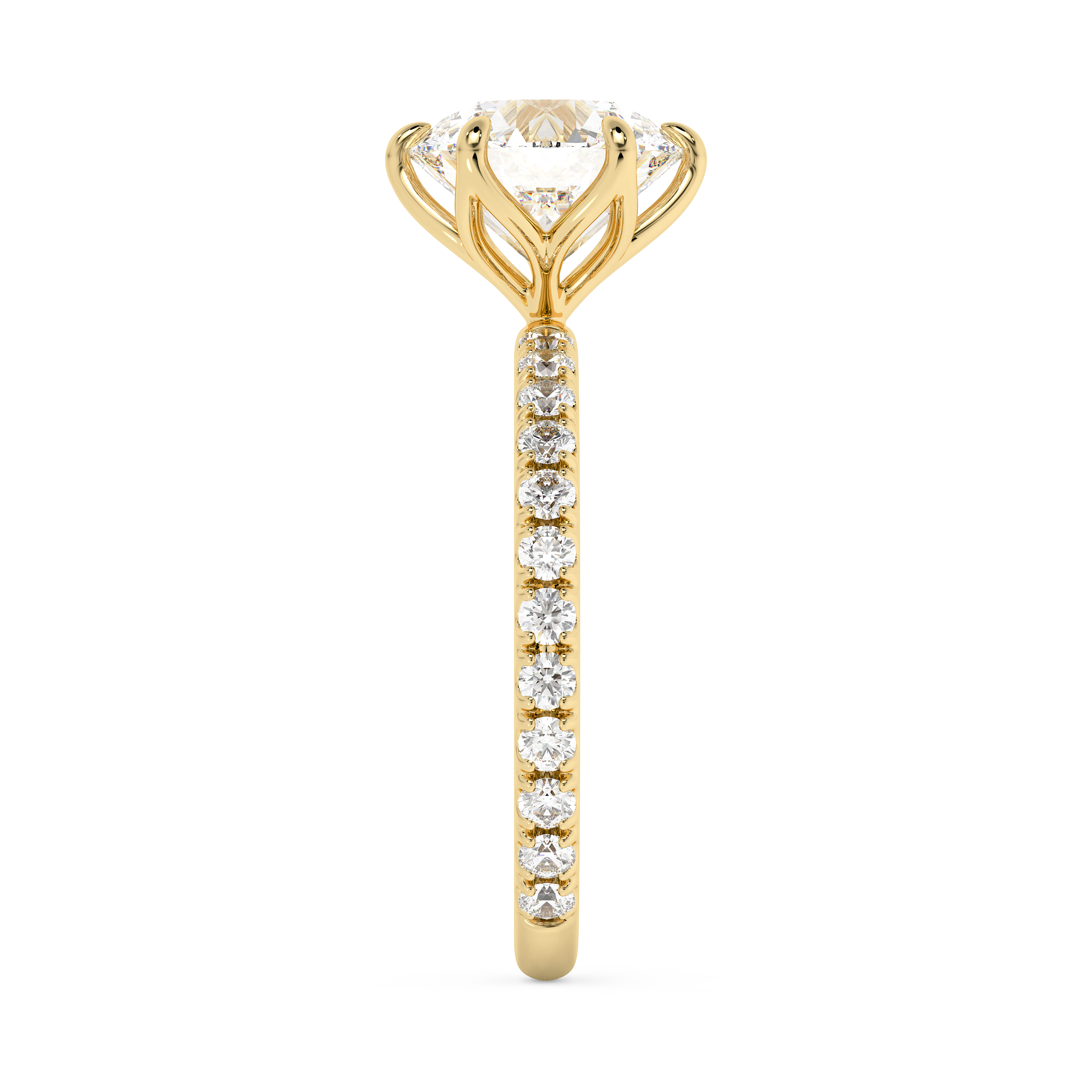Round Pave Lab Grown Diamond Engagement Ring