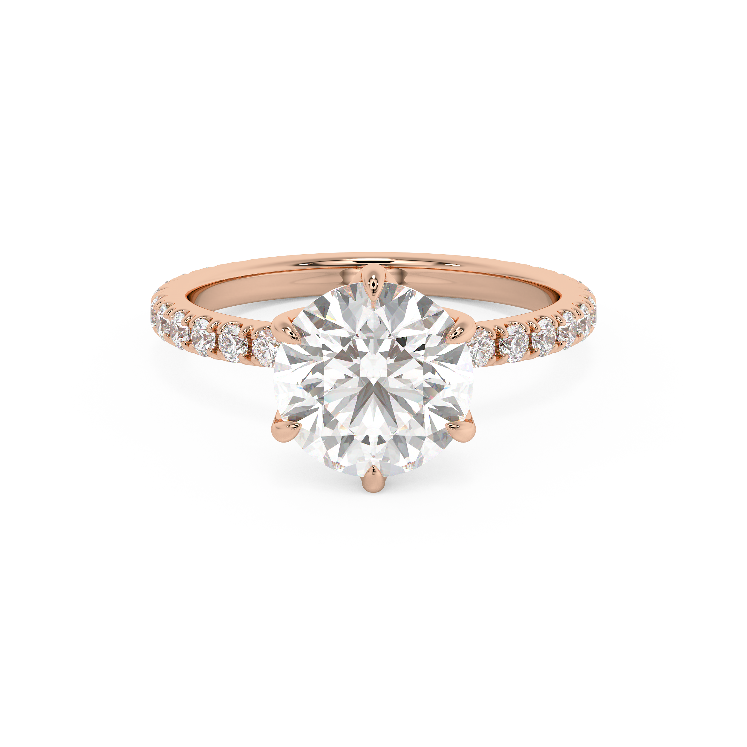 Round Pave Lab Grown Diamond Engagement Ring