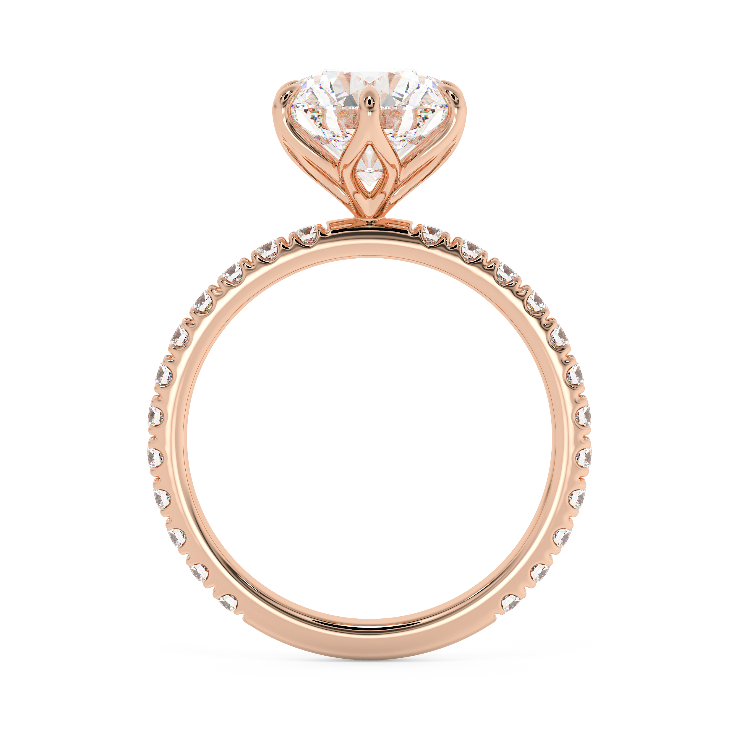 Round Pave Lab Grown Diamond Engagement Ring