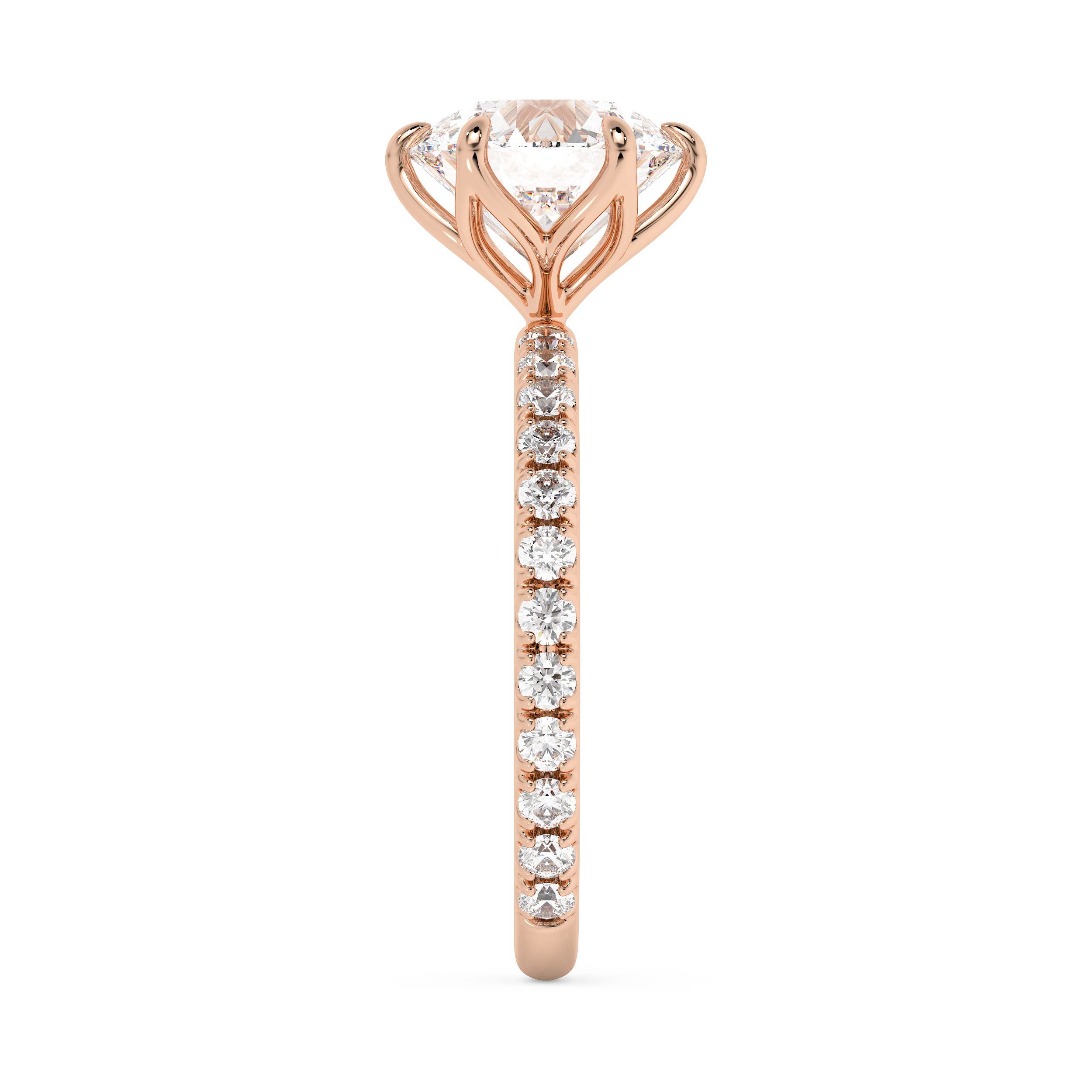 Round Pave Lab Grown Diamond Engagement Ring