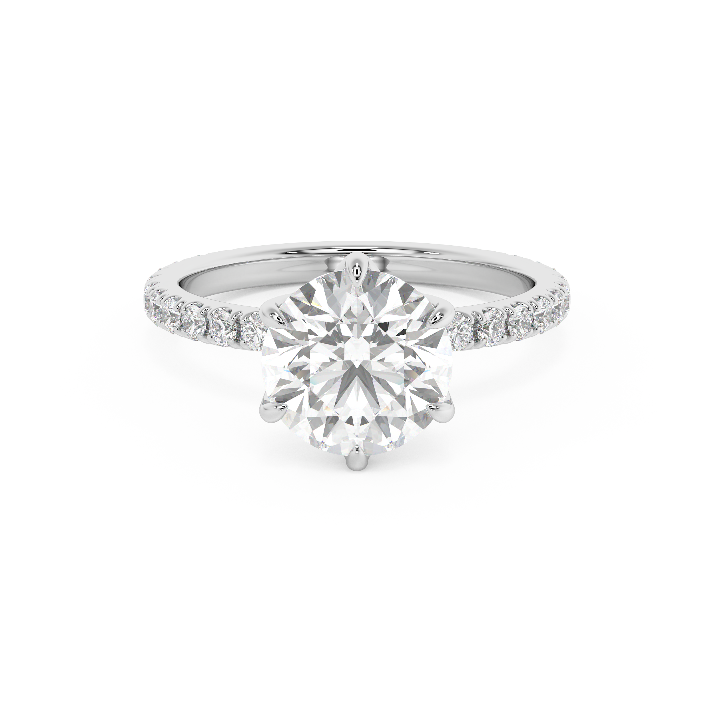 Round Pave Lab Grown Diamond Engagement Ring
