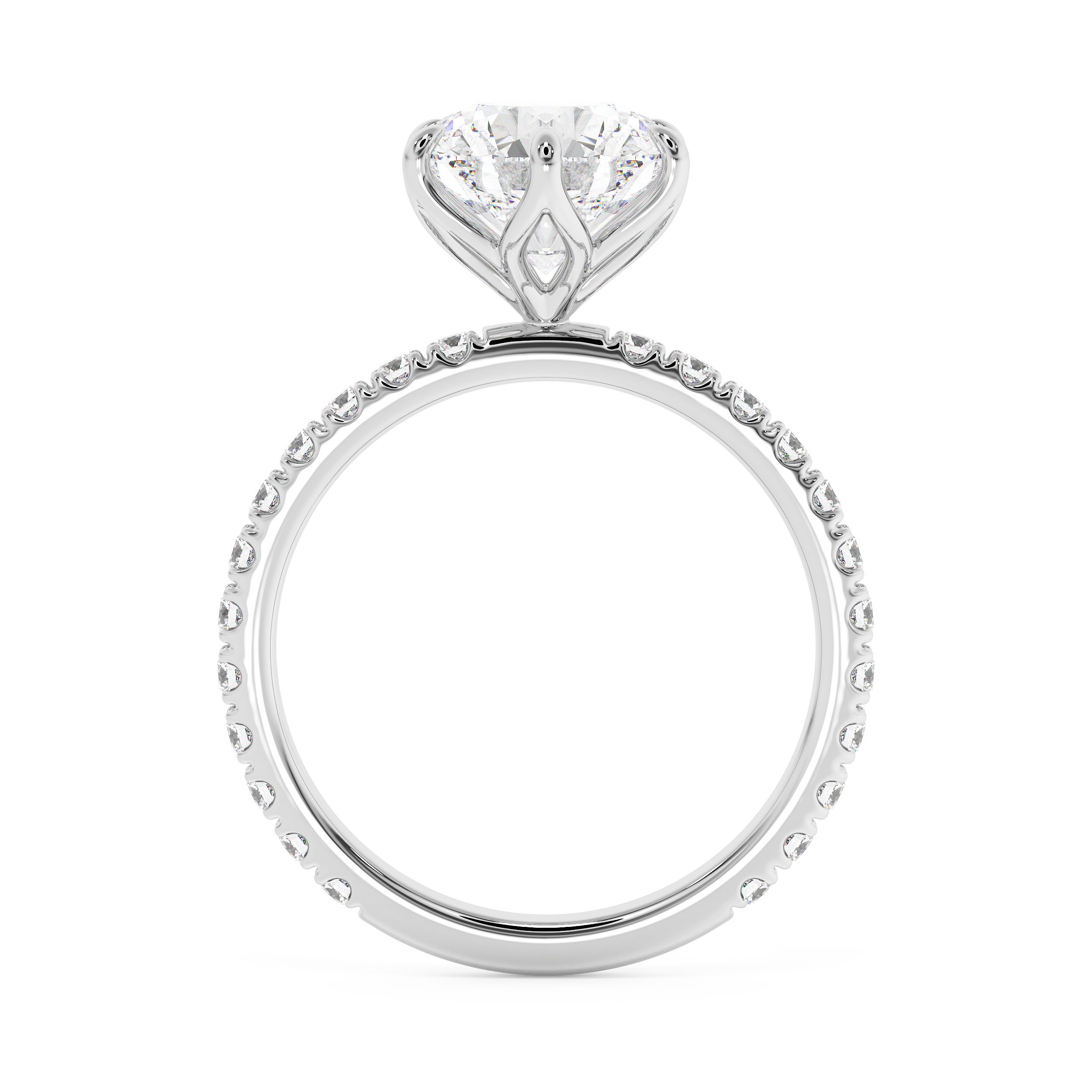 Round Pave Lab Grown Diamond Engagement Ring