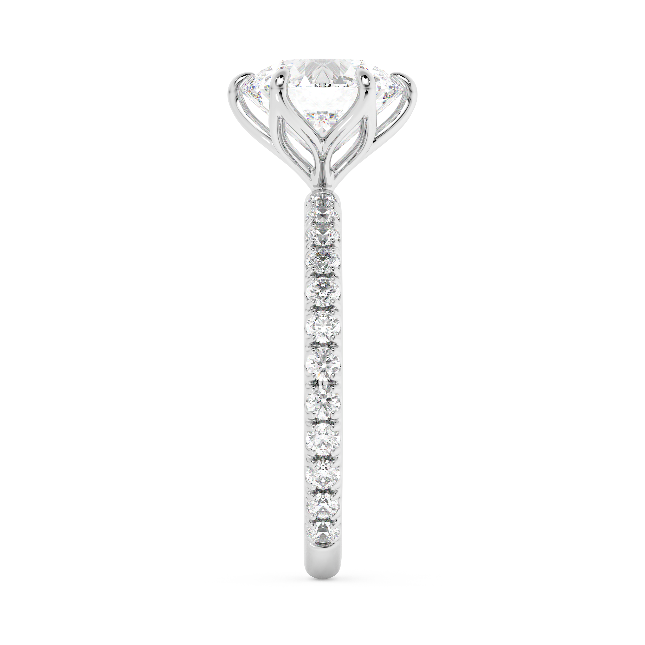 Round Pave Lab Grown Diamond Engagement Ring