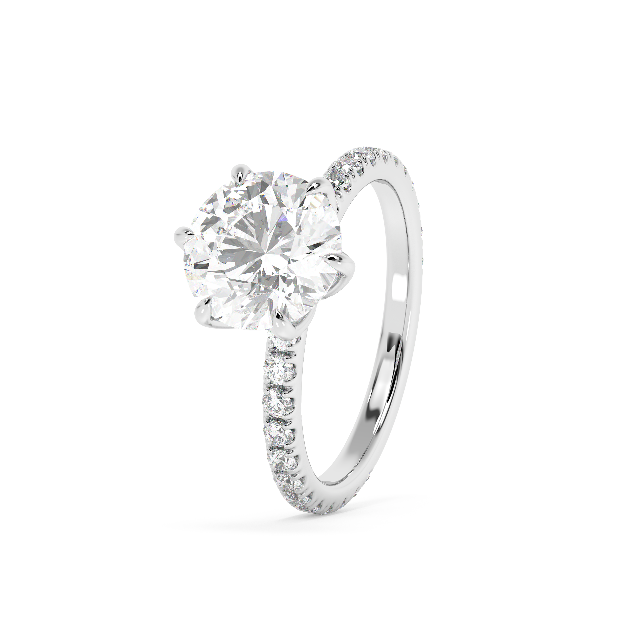 Round Pave Lab Grown Diamond Engagement Ring