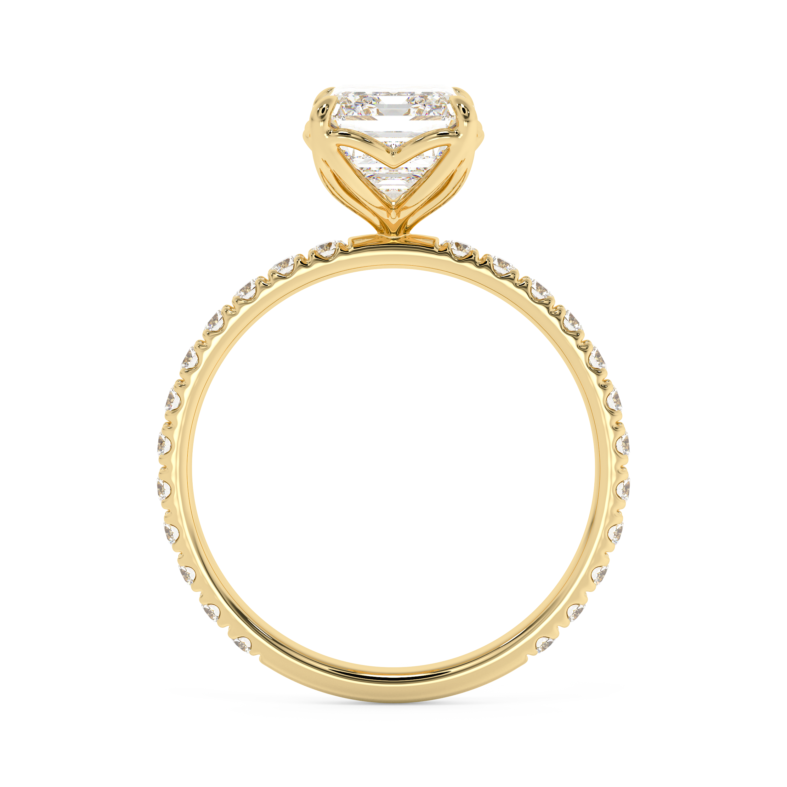 Emerald Pave Lab Grown Diamond Engagement Ring