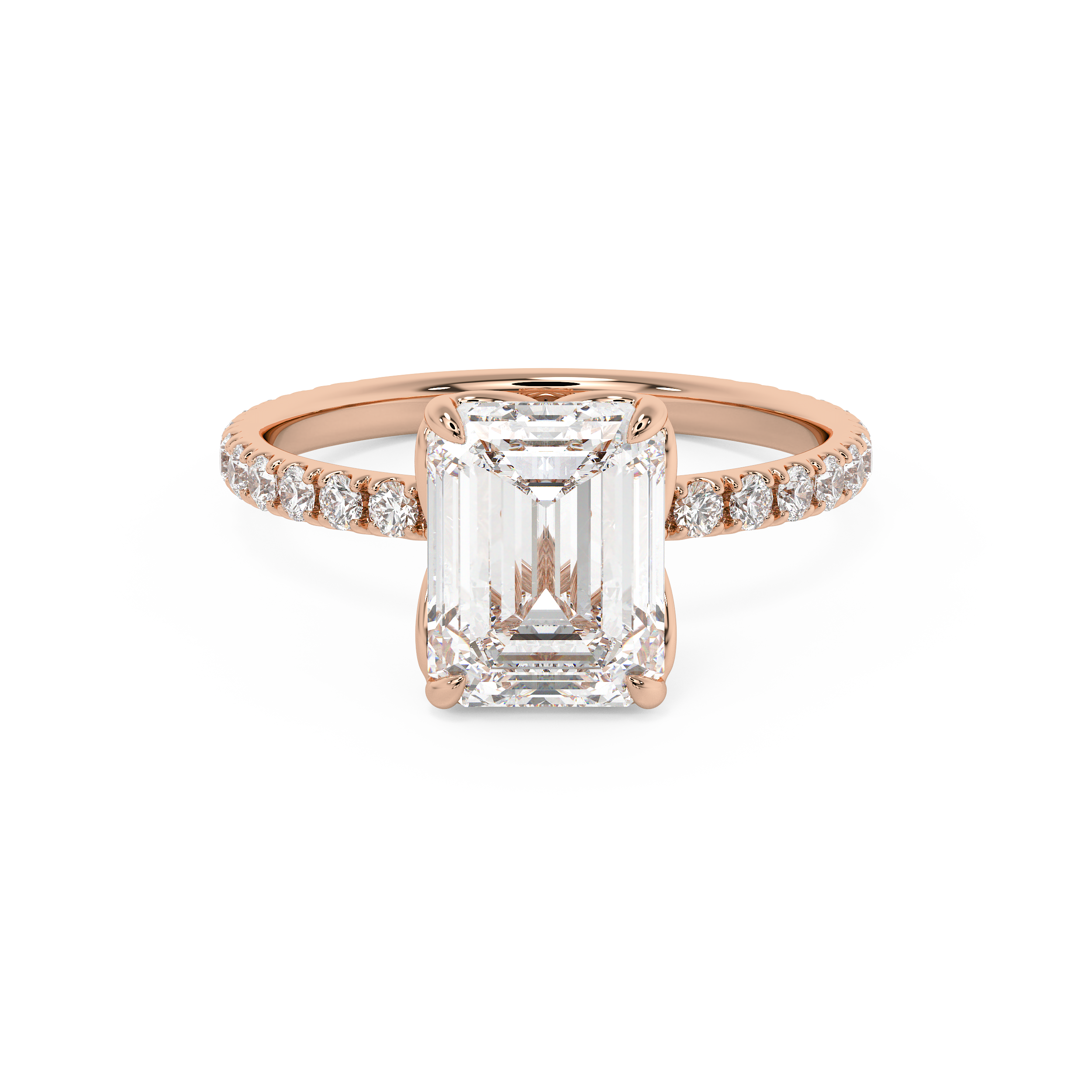 Emerald Pave Lab Grown Diamond Engagement Ring