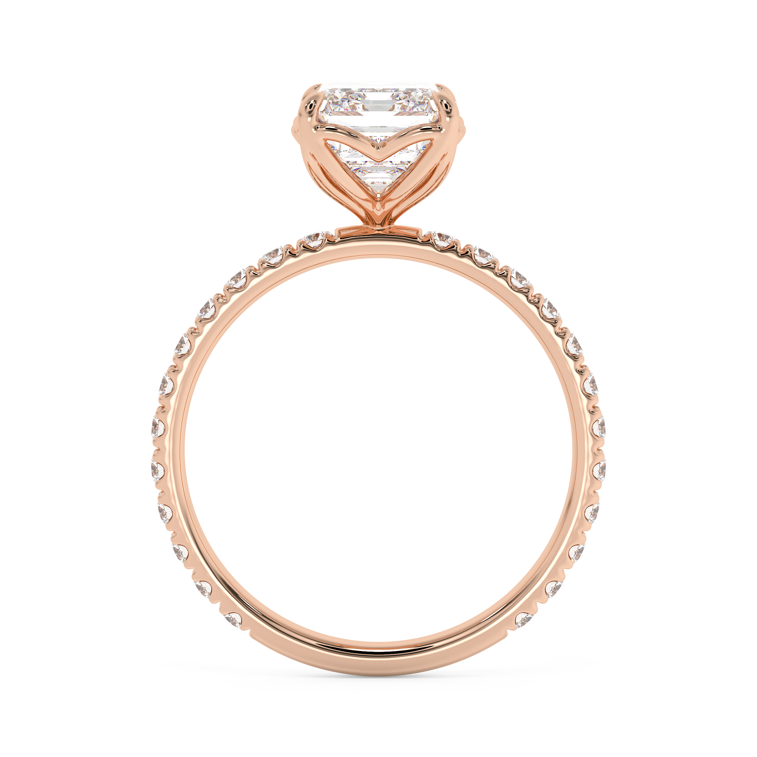 Emerald Pave Lab Grown Diamond Engagement Ring
