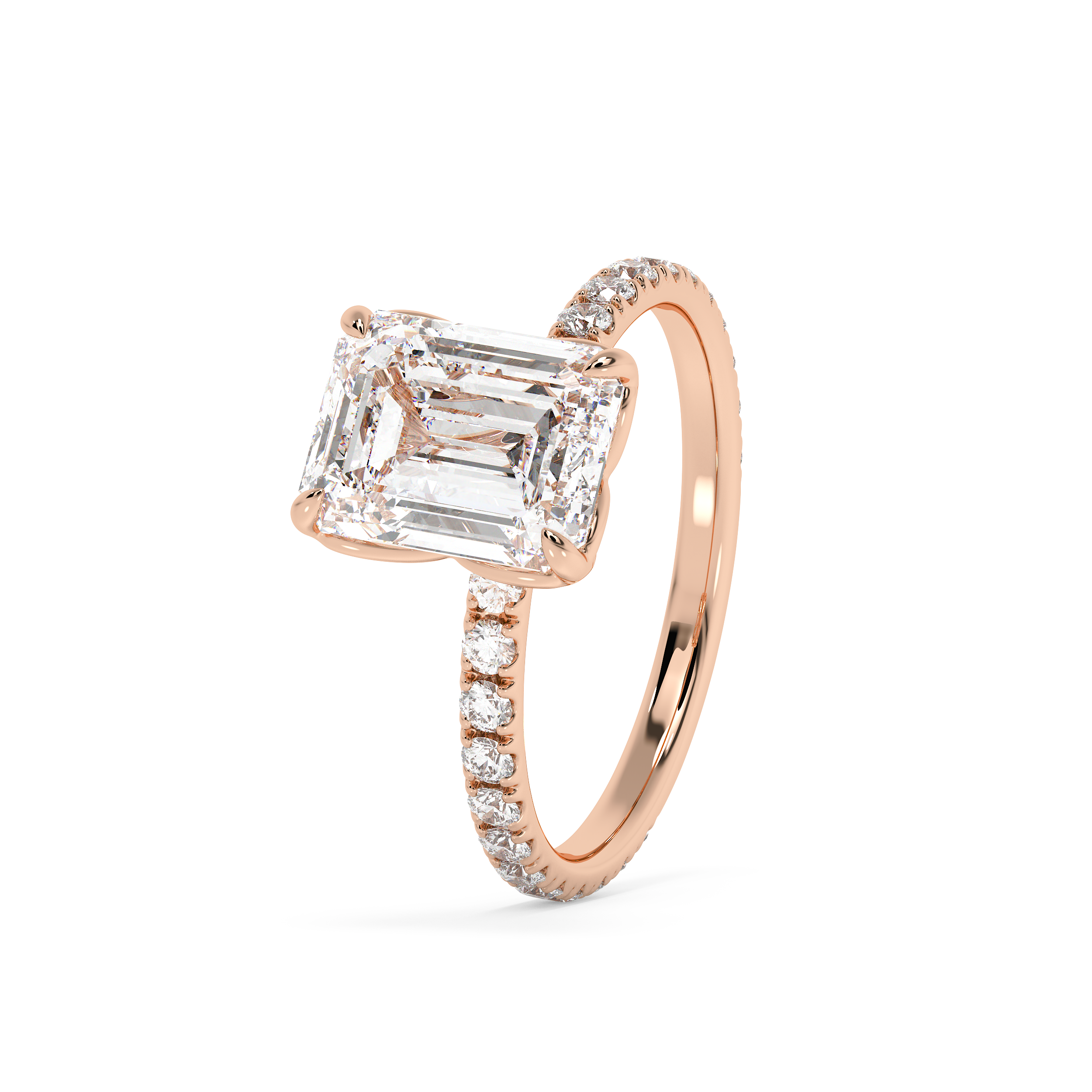 Emerald Pave Lab Grown Diamond Engagement Ring