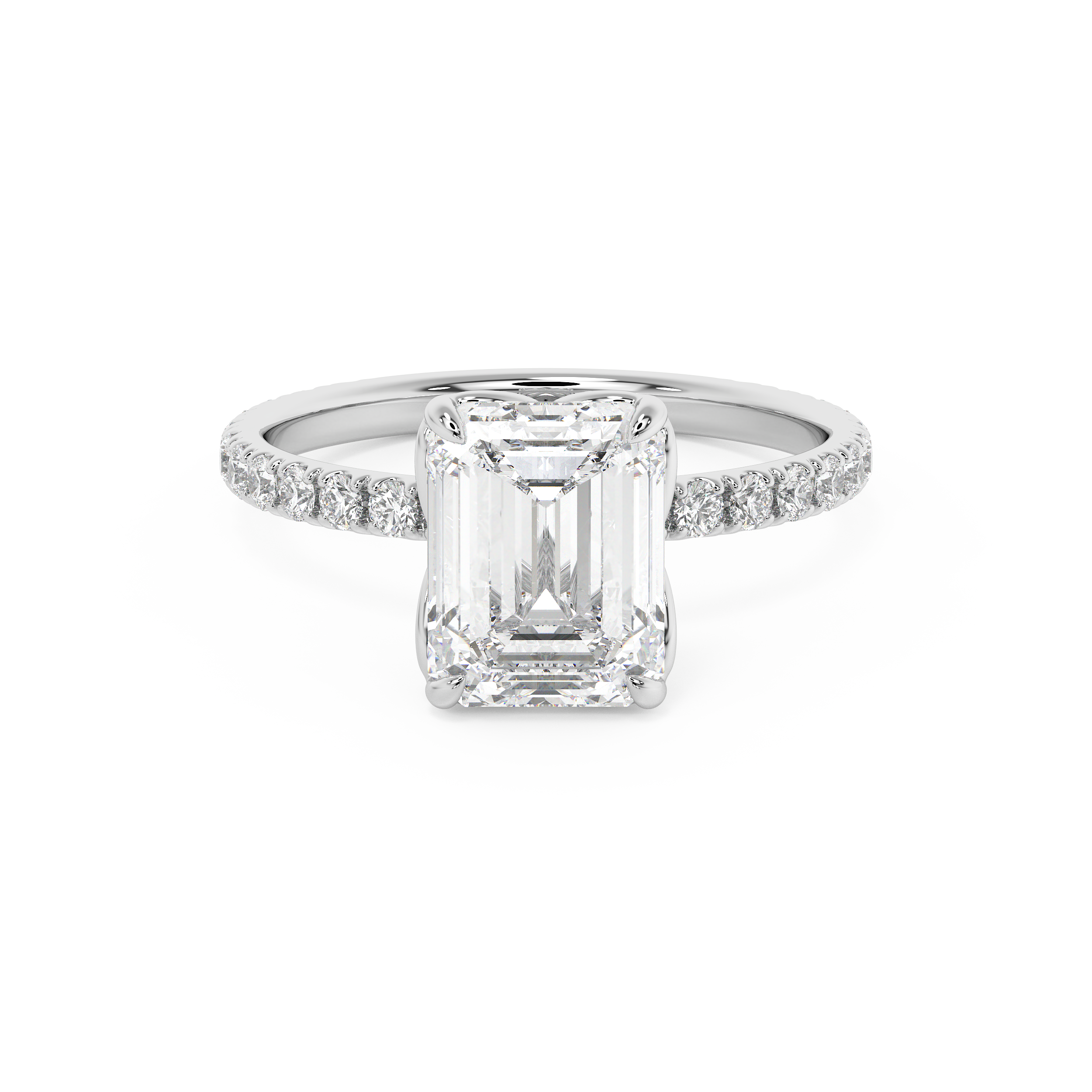 Emerald Pave Lab Grown Diamond Engagement Ring