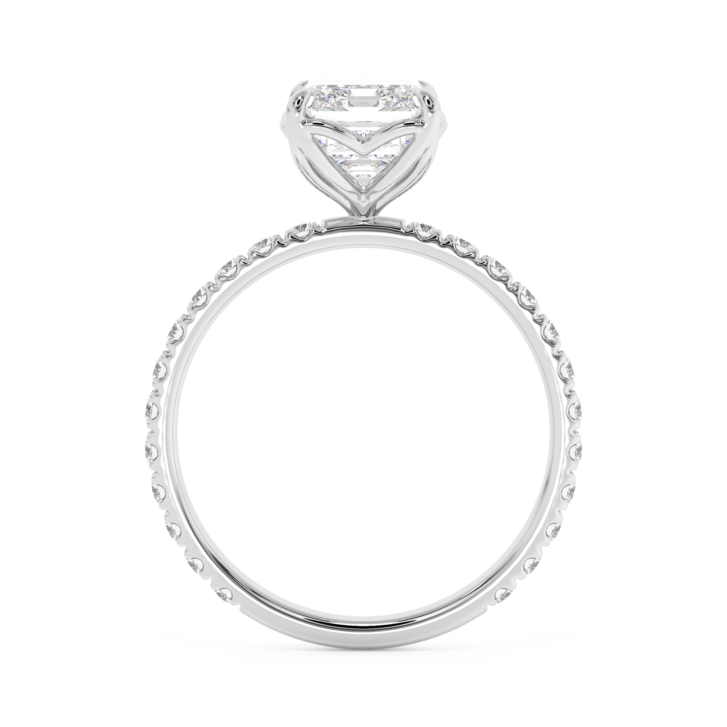 Emerald Pave Lab Grown Diamond Engagement Ring