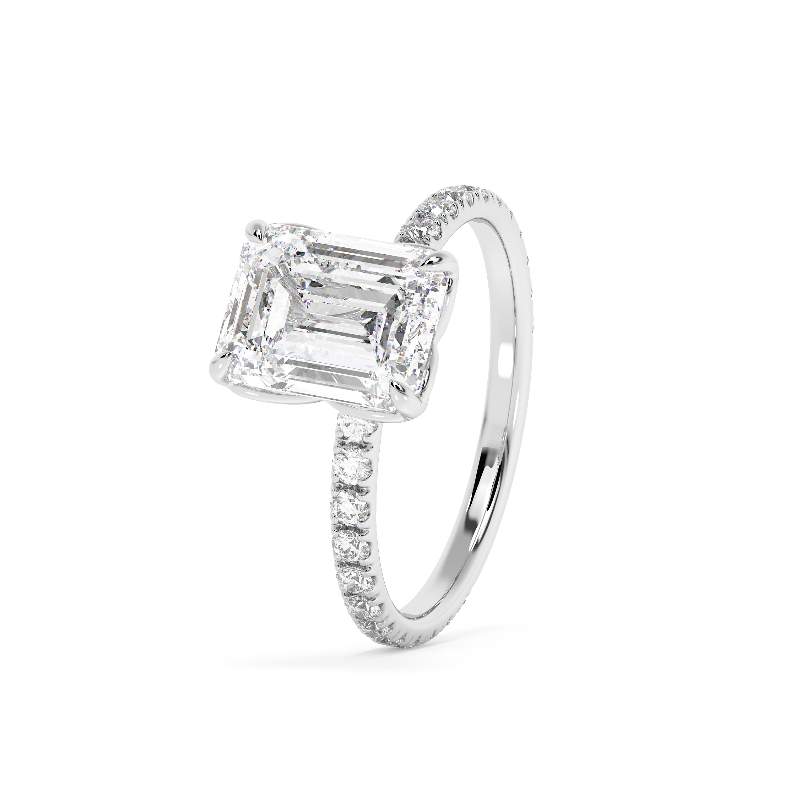 Emerald Pave Lab Grown Diamond Engagement Ring