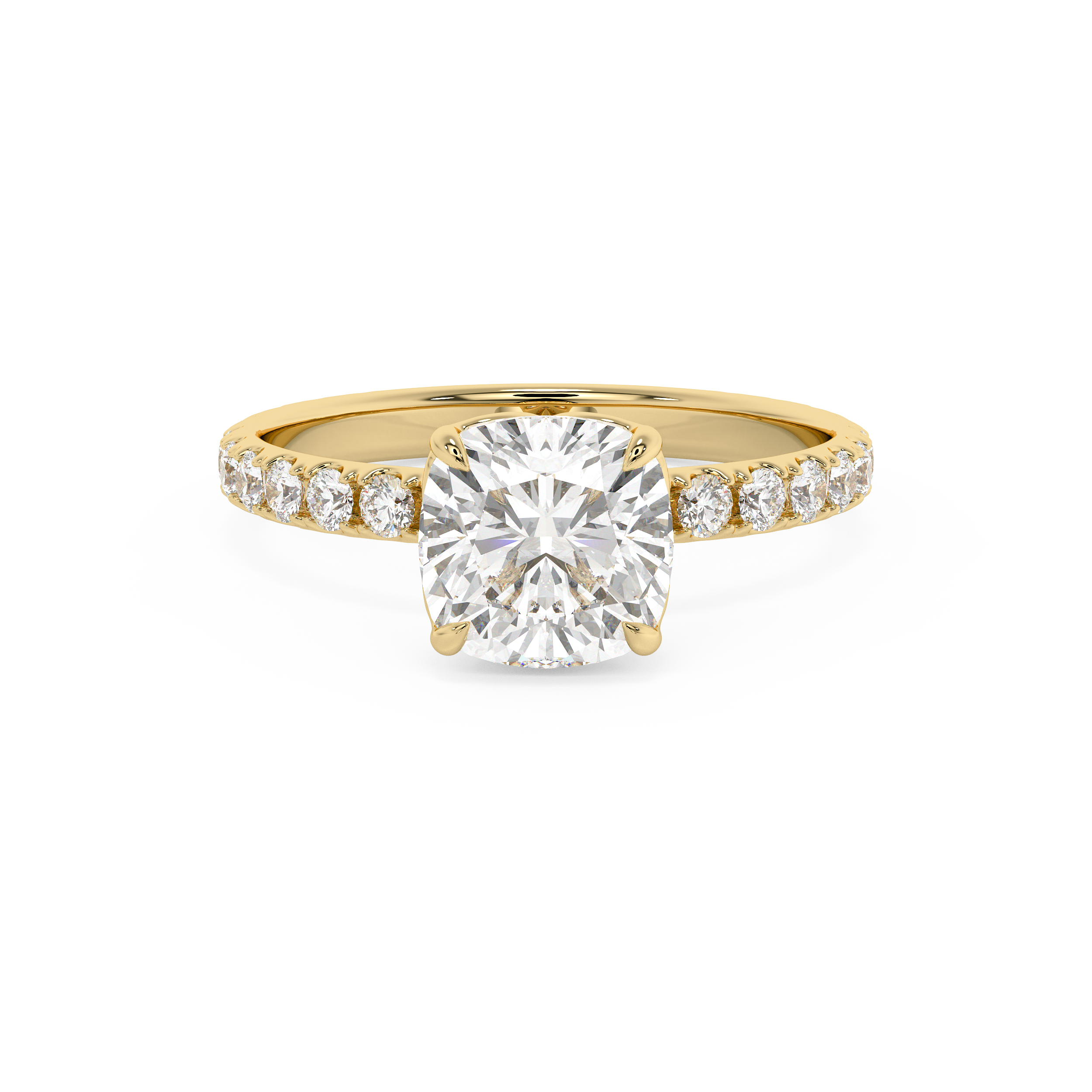 Cushion Pave Lab Grown Diamond Engagement Ring