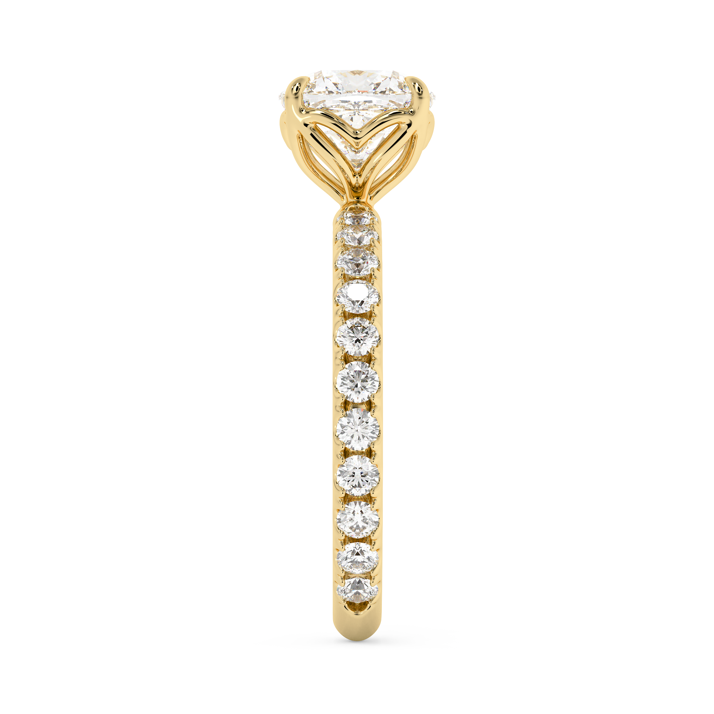 Cushion Pave Lab Grown Diamond Engagement Ring