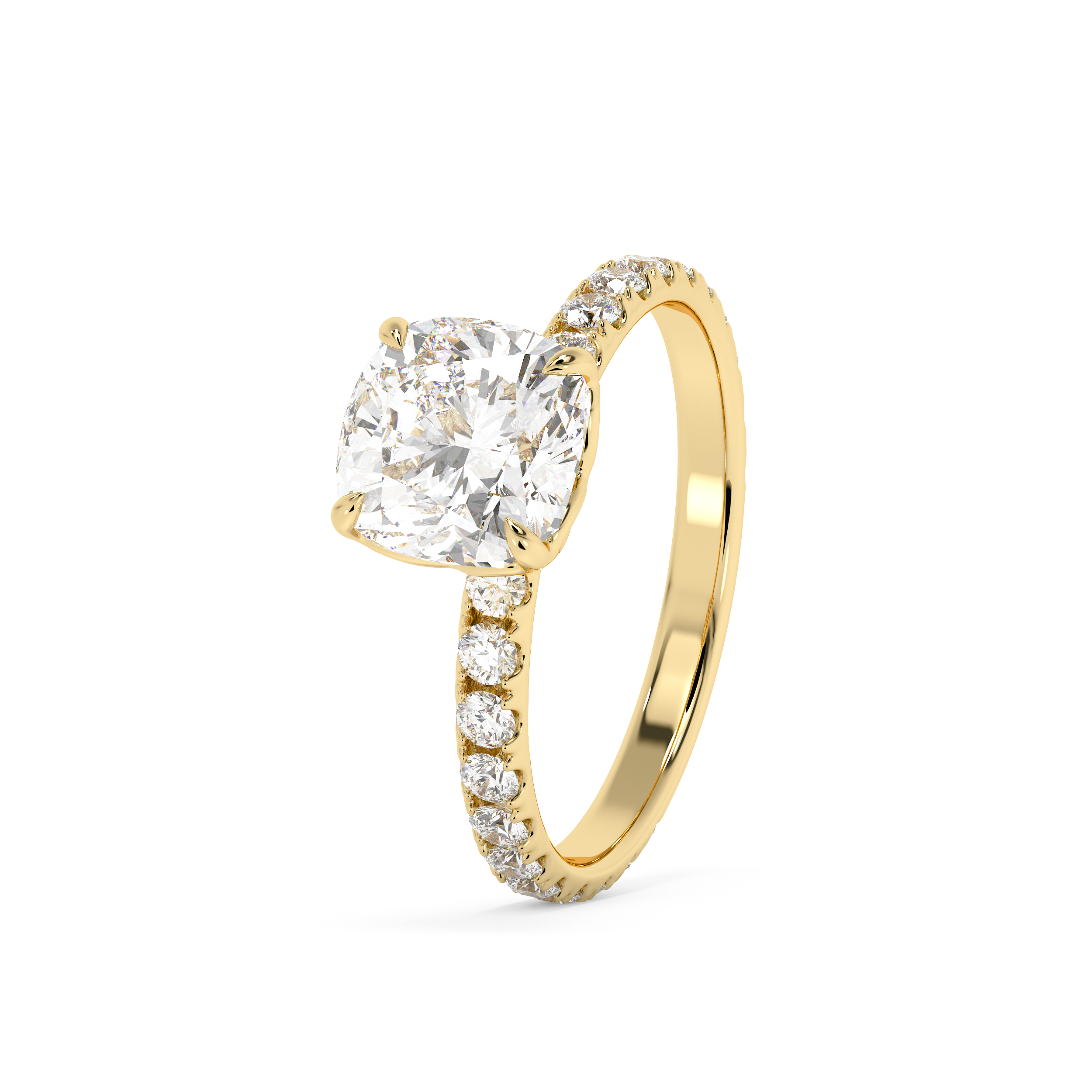 Cushion Pave Lab Grown Diamond Engagement Ring