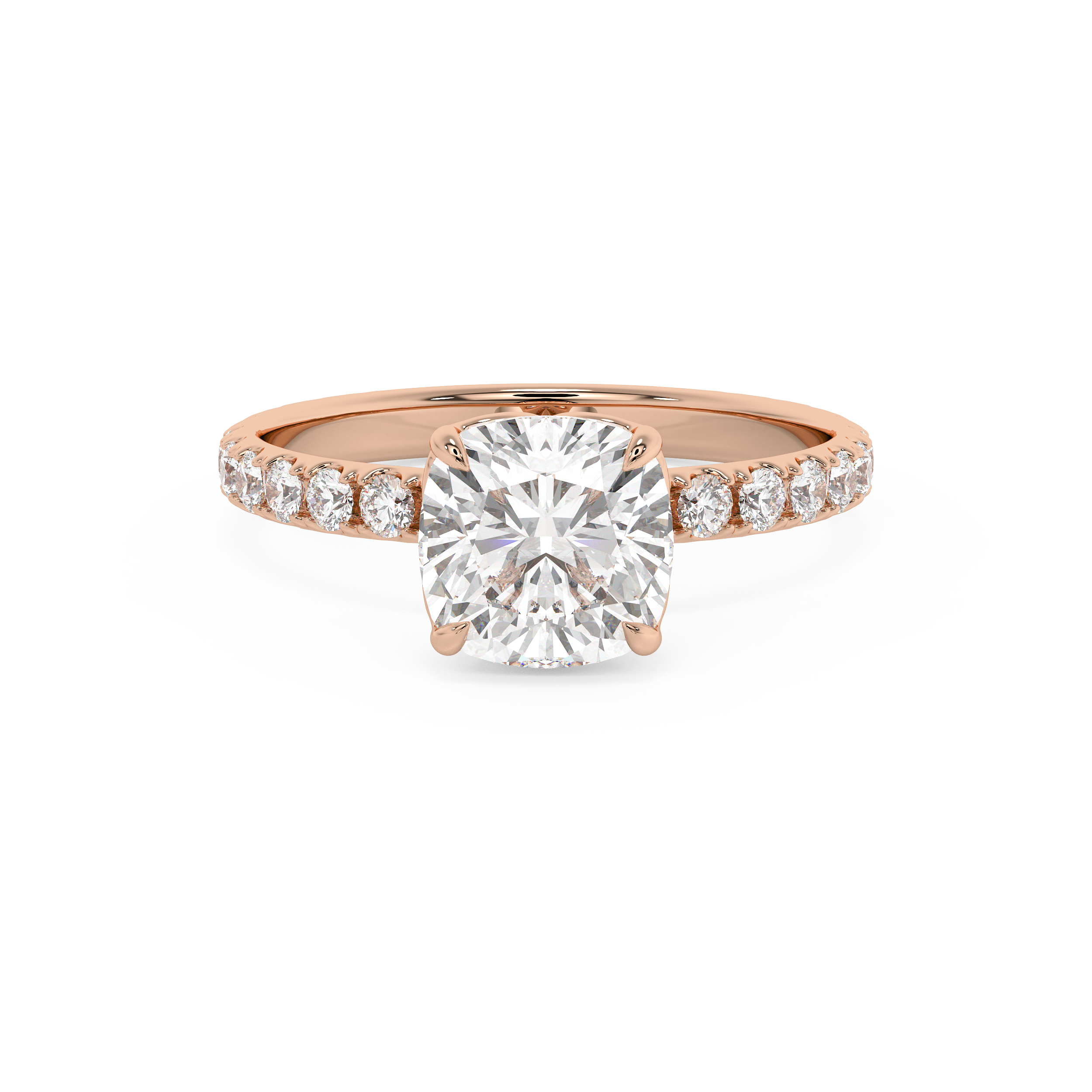 Cushion Pave Lab Grown Diamond Engagement Ring
