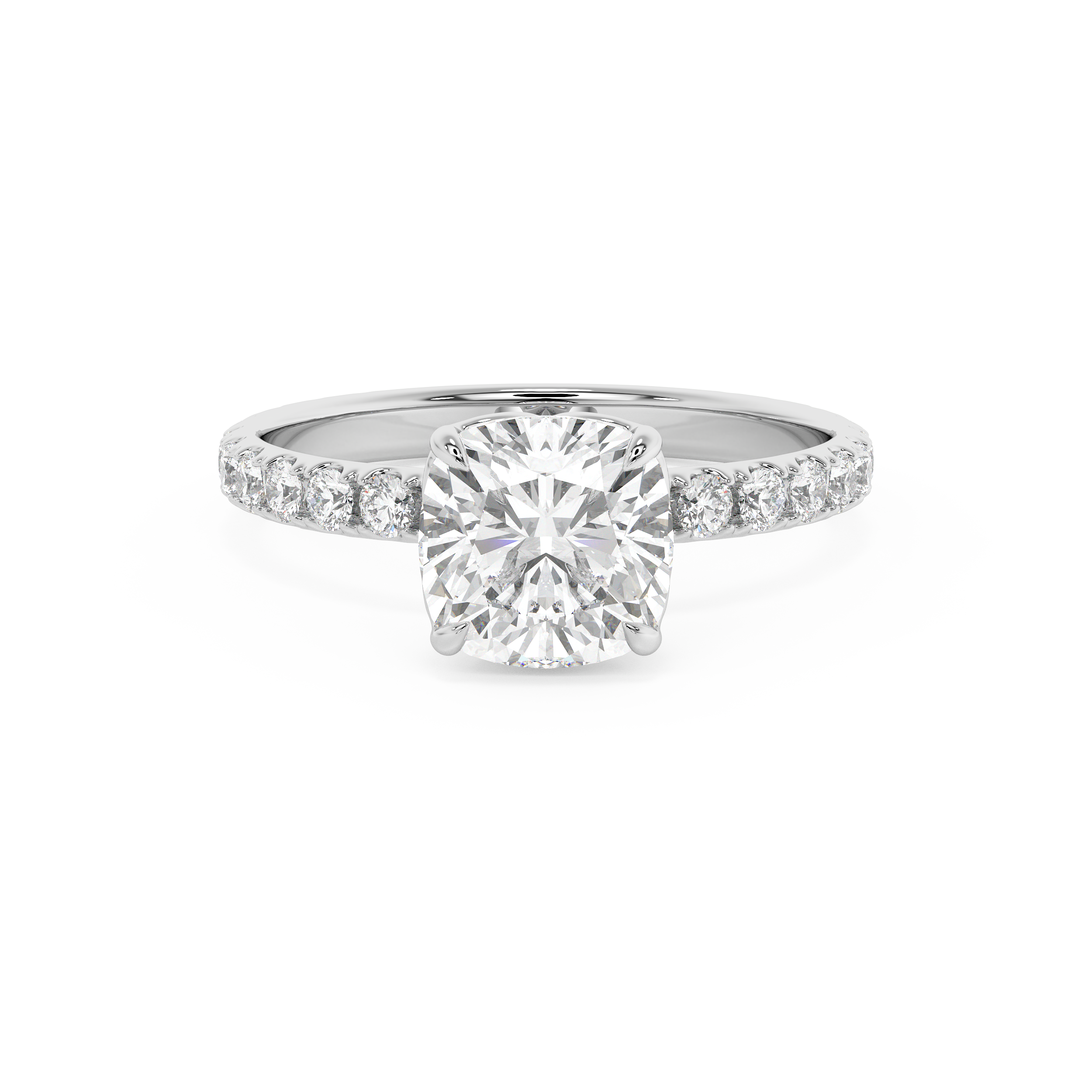 Cushion Pave Lab Grown Diamond Engagement Ring