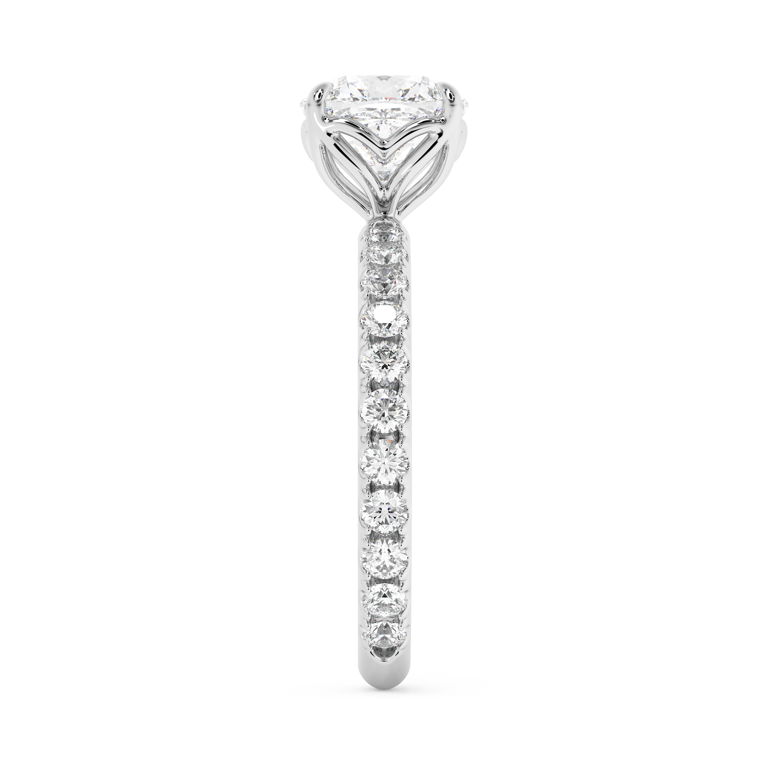 Cushion Pave Lab Grown Diamond Engagement Ring
