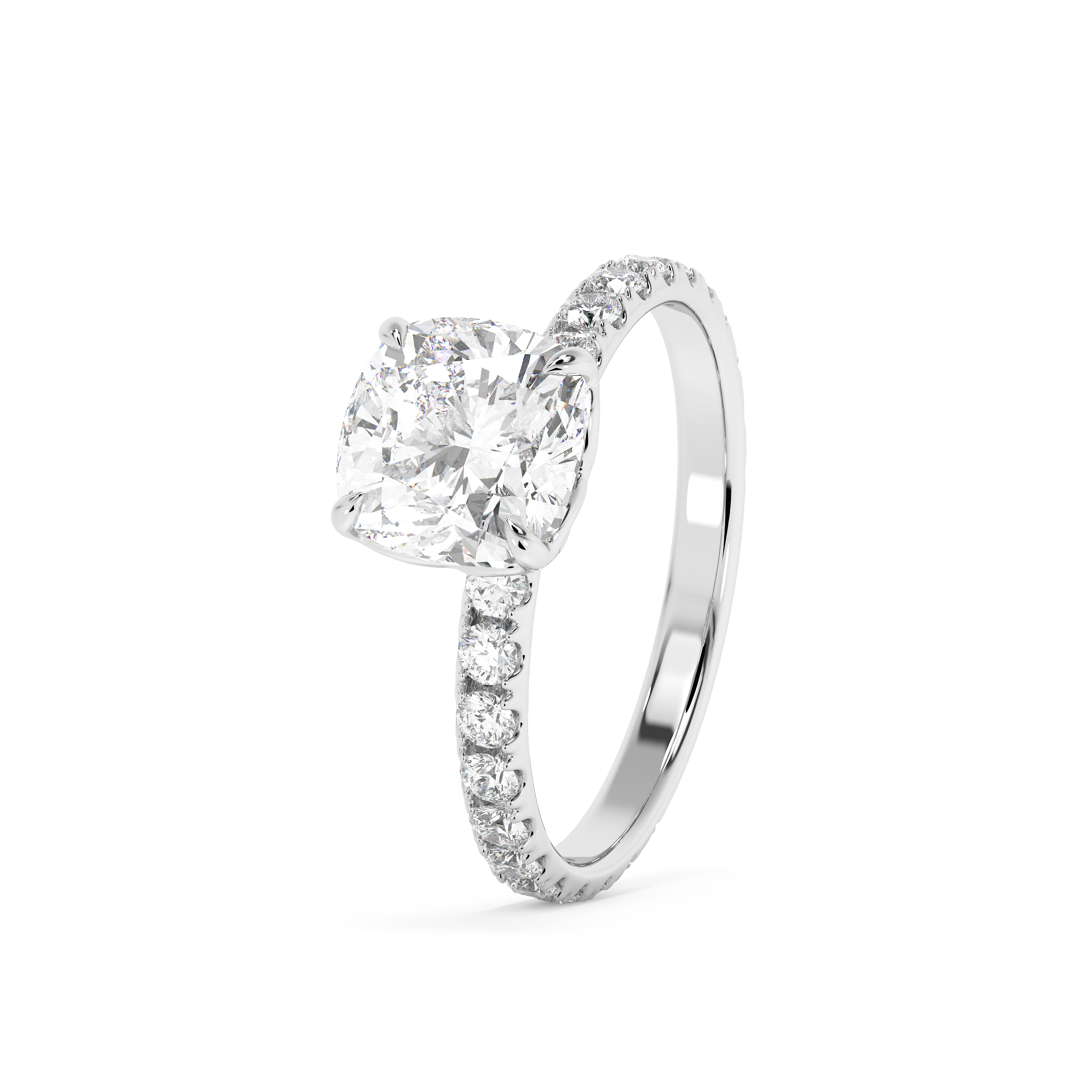 Cushion Pave Lab Grown Diamond Engagement Ring