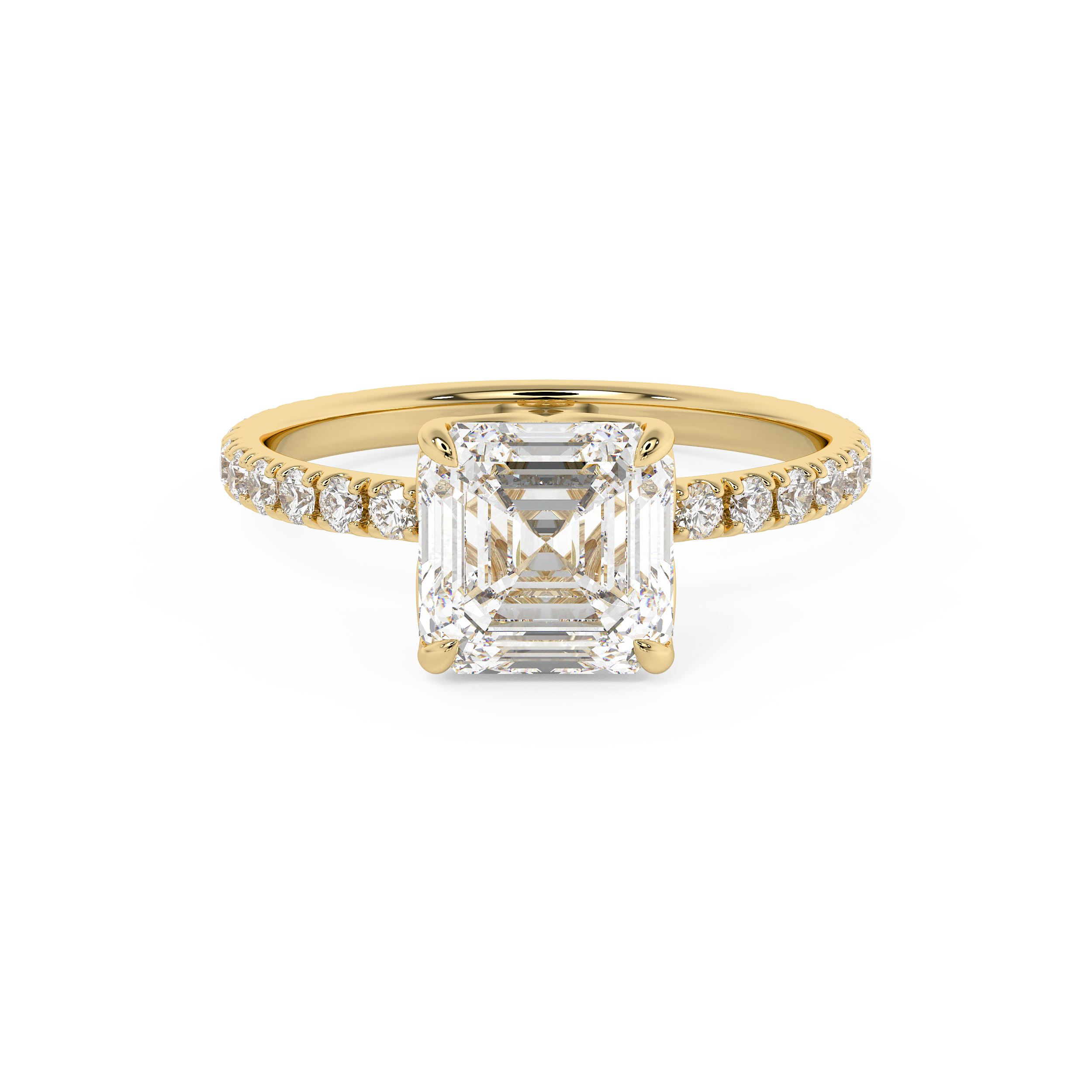 Asscher Pave Lab Grown Diamond Engagement Ring