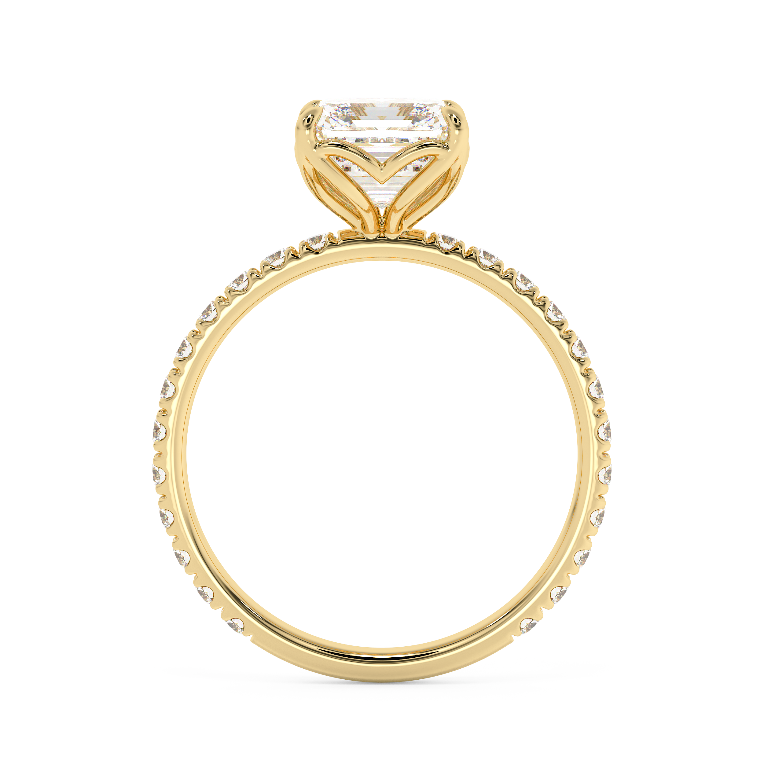Asscher Pave Lab Grown Diamond Engagement Ring