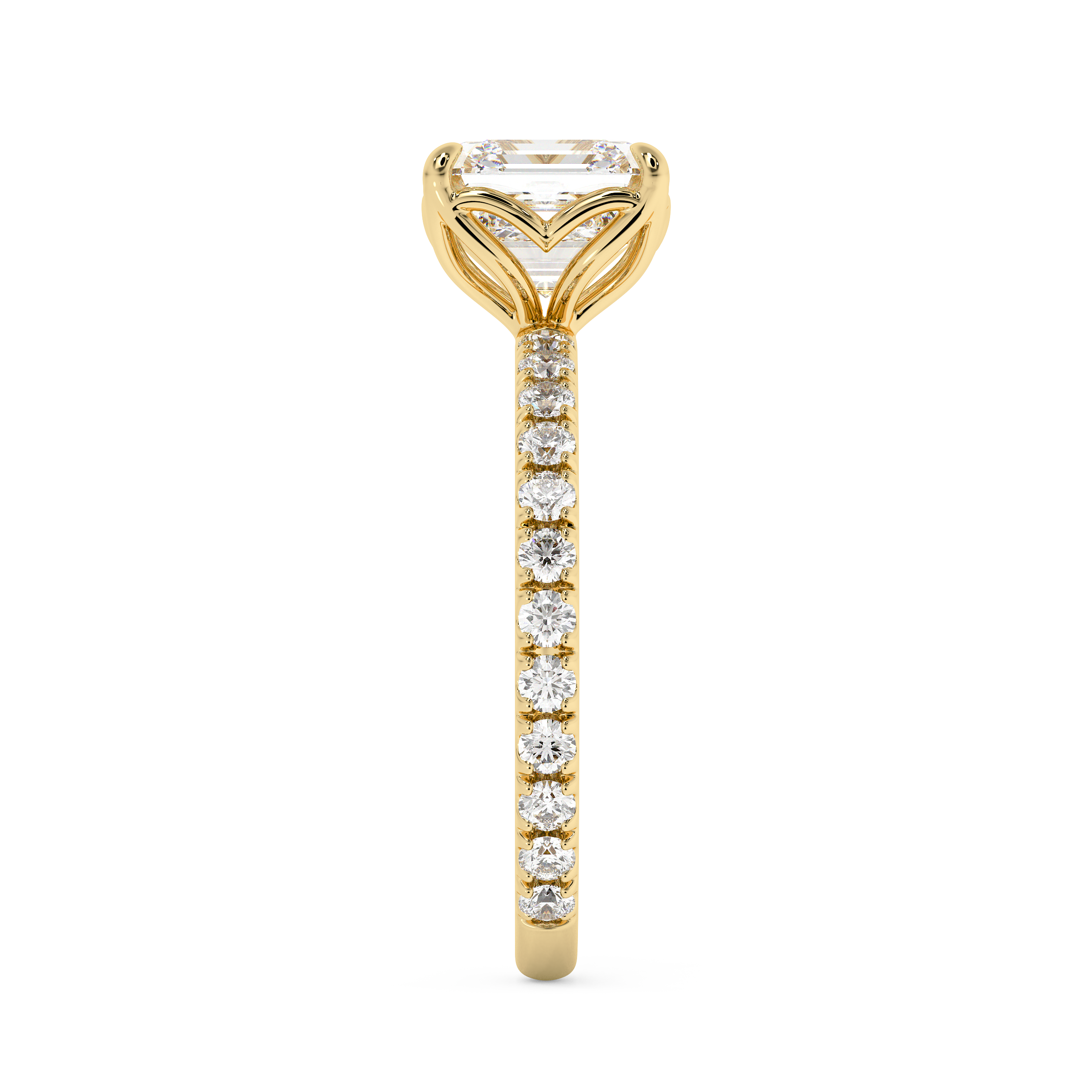Asscher Pave Lab Grown Diamond Engagement Ring