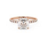 Asscher Pave Lab Grown Diamond Engagement Ring