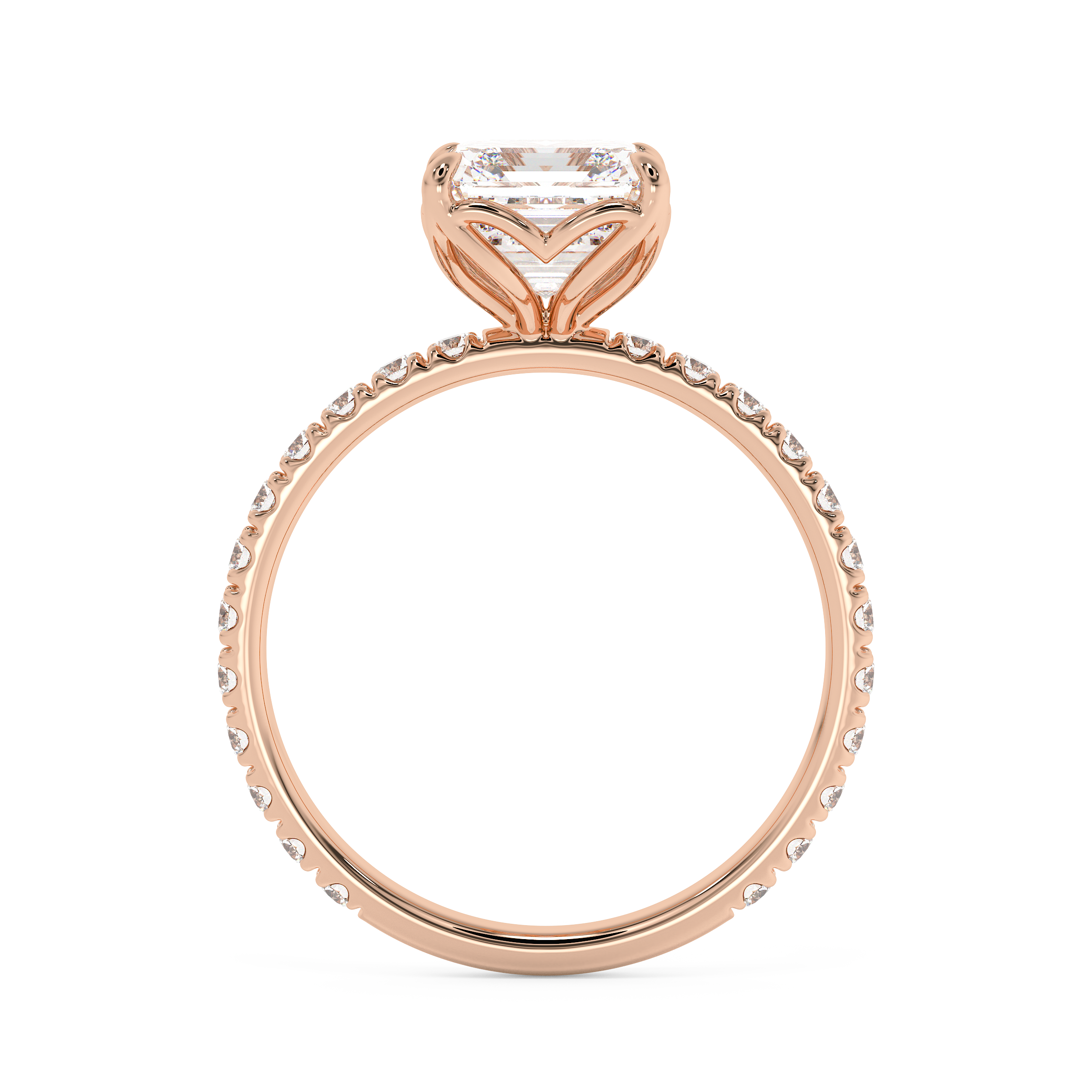 Asscher Pave Lab Grown Diamond Engagement Ring