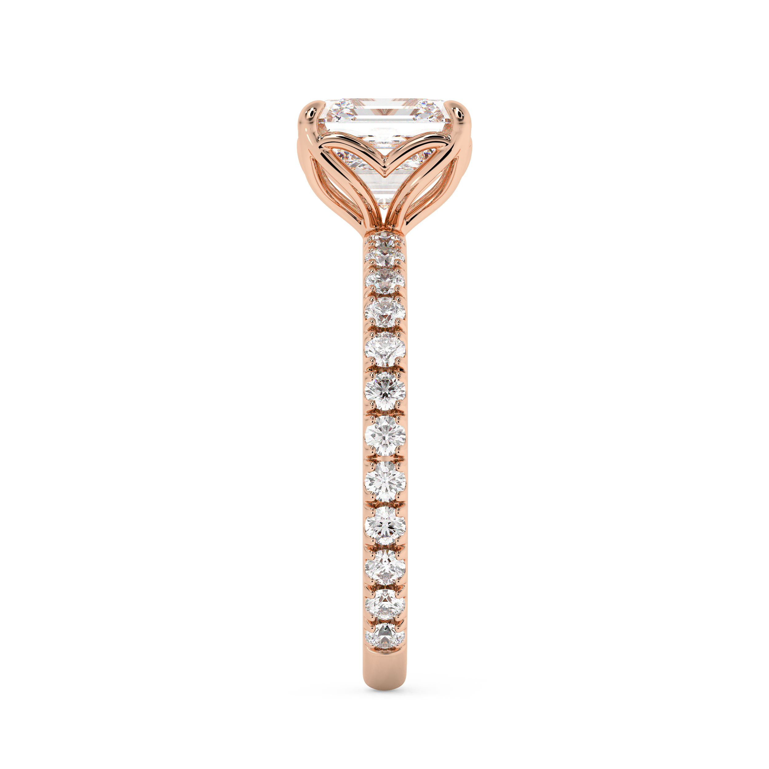 Asscher Pave Lab Grown Diamond Engagement Ring