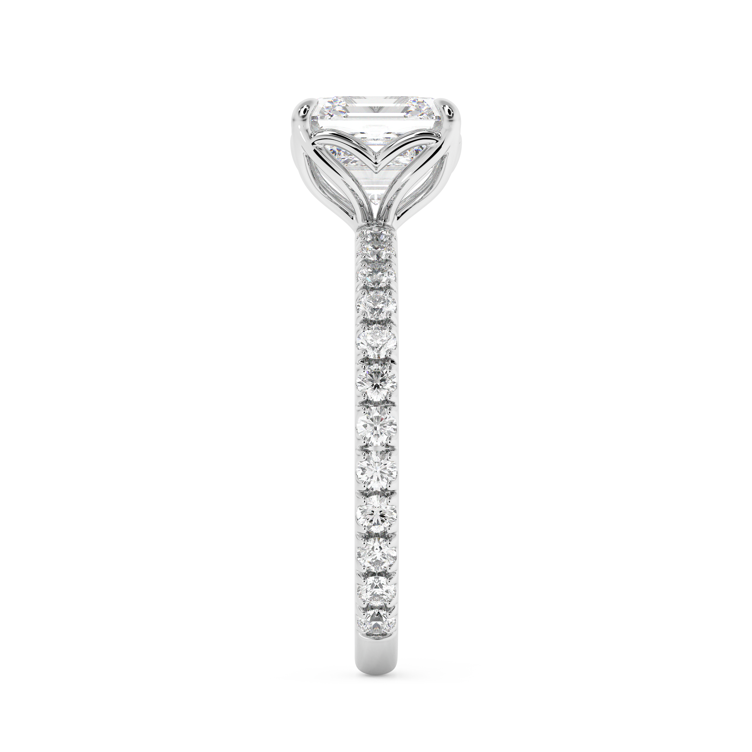 Asscher Pave Lab Grown Diamond Engagement Ring