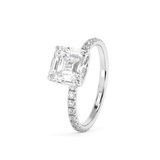 Asscher Pave Lab Grown Diamond Engagement Ring