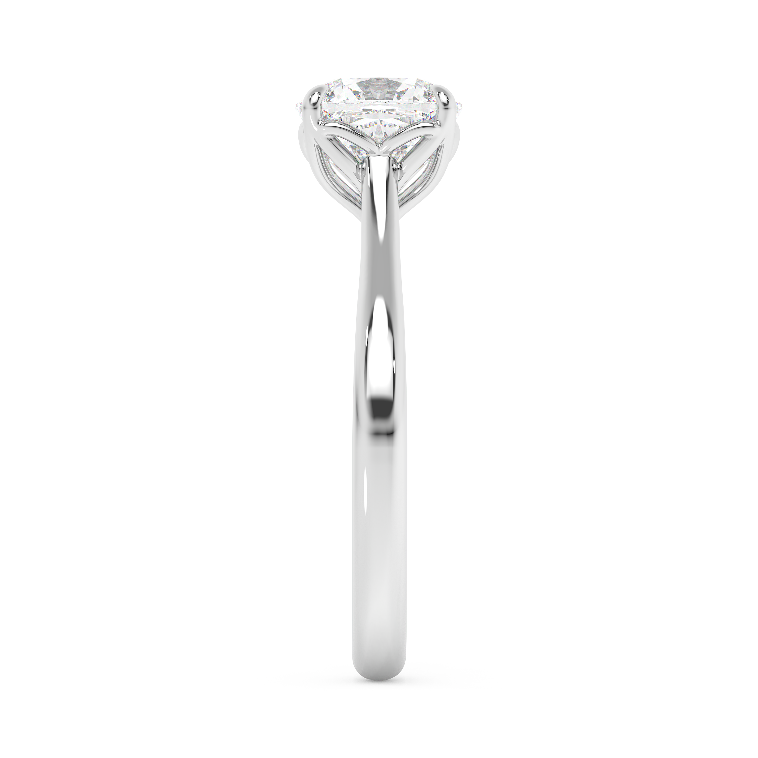 Cushion Solitaire Cathedral Lab Grown Diamond Engagement Ring