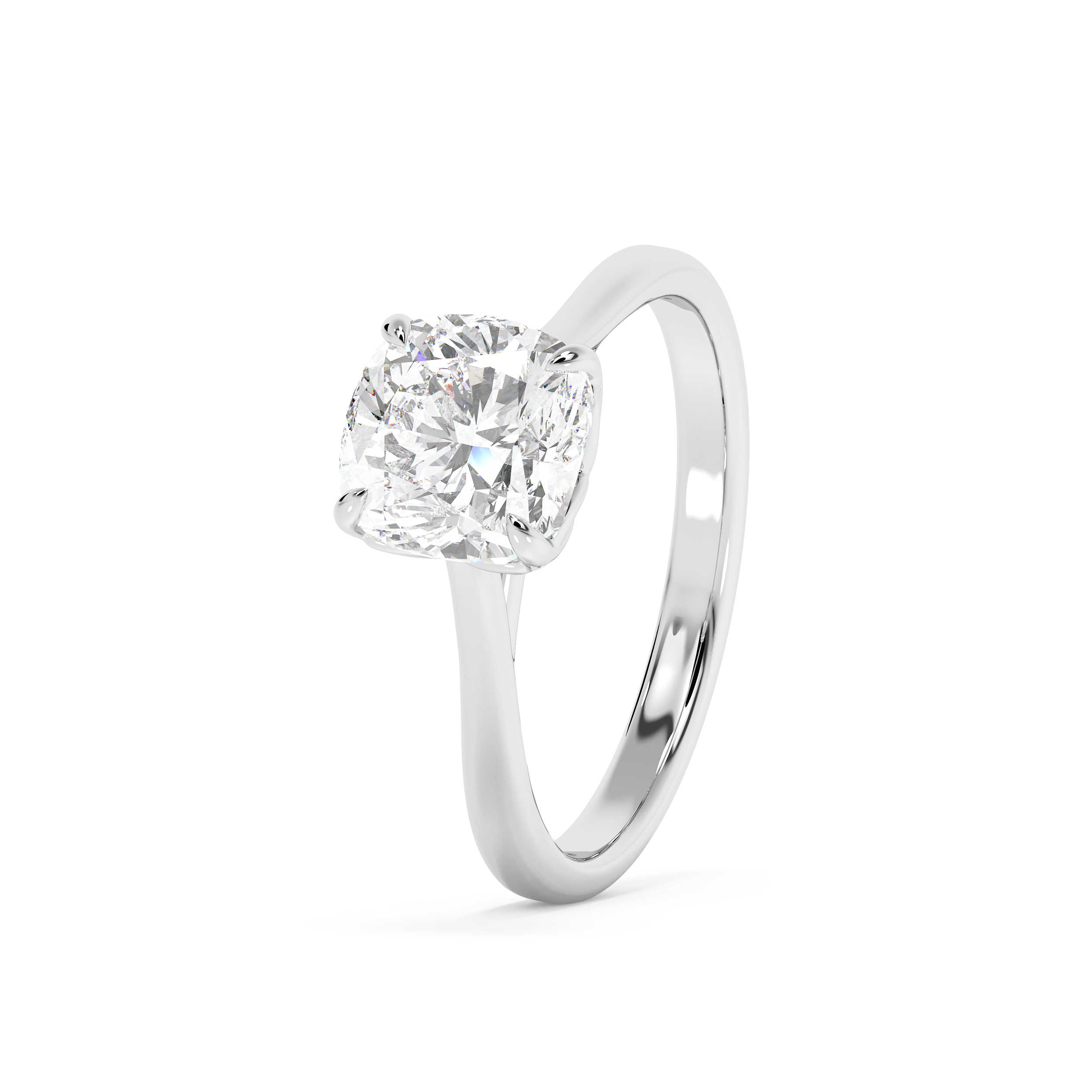 Cushion Solitaire Cathedral Lab Grown Diamond Engagement Ring
