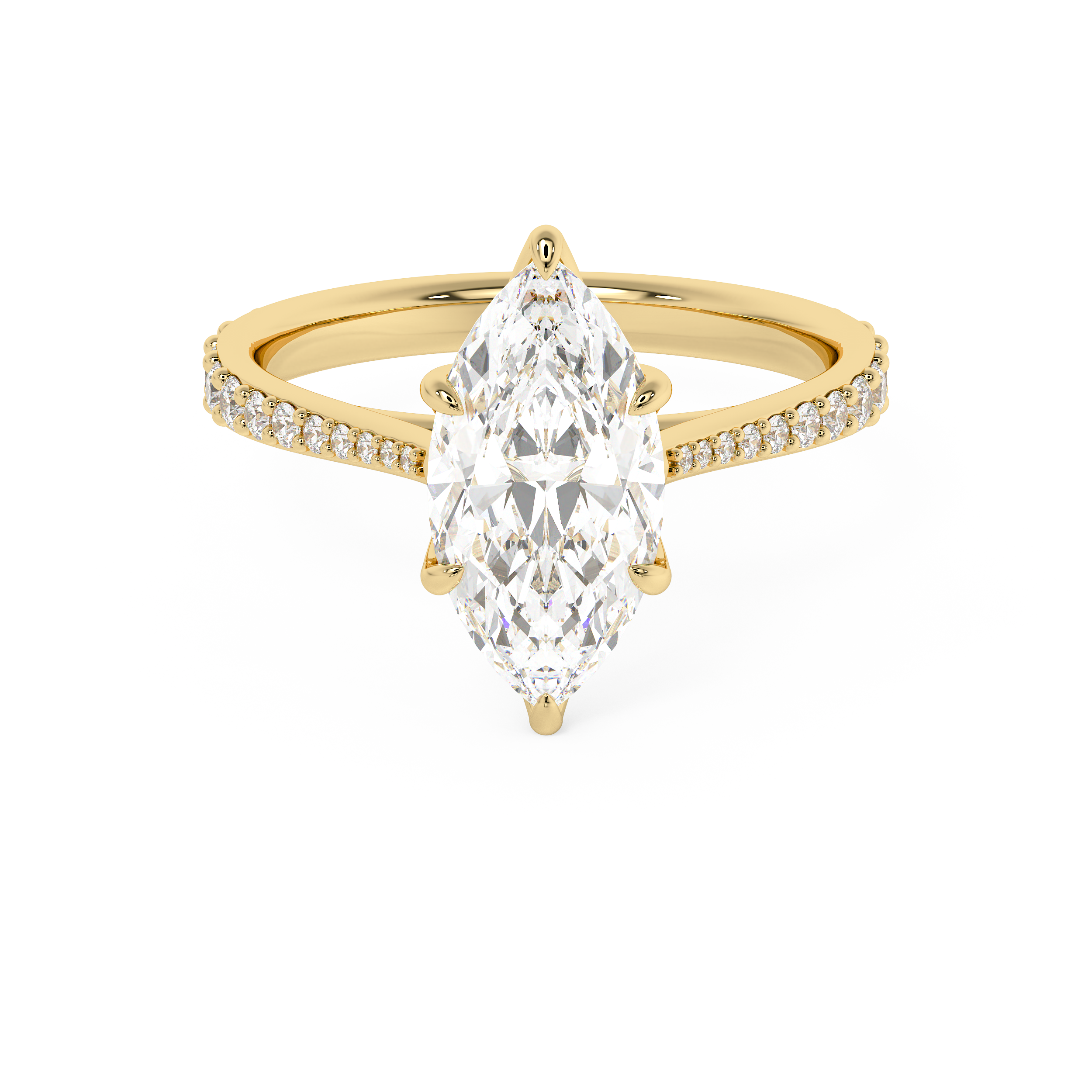 Marquise Pave Cathedral Lab Grown Diamond Engagement Ring