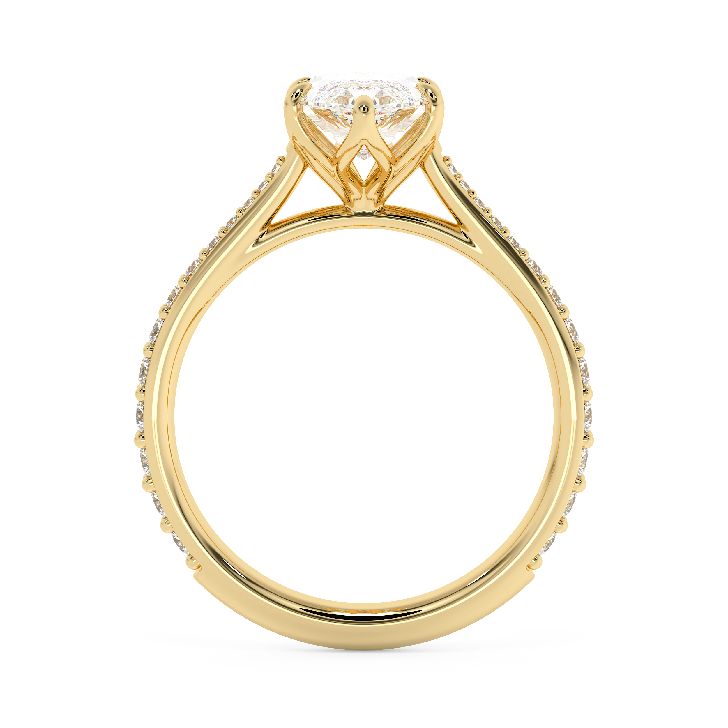 Marquise Pave Cathedral Lab Grown Diamond Engagement Ring