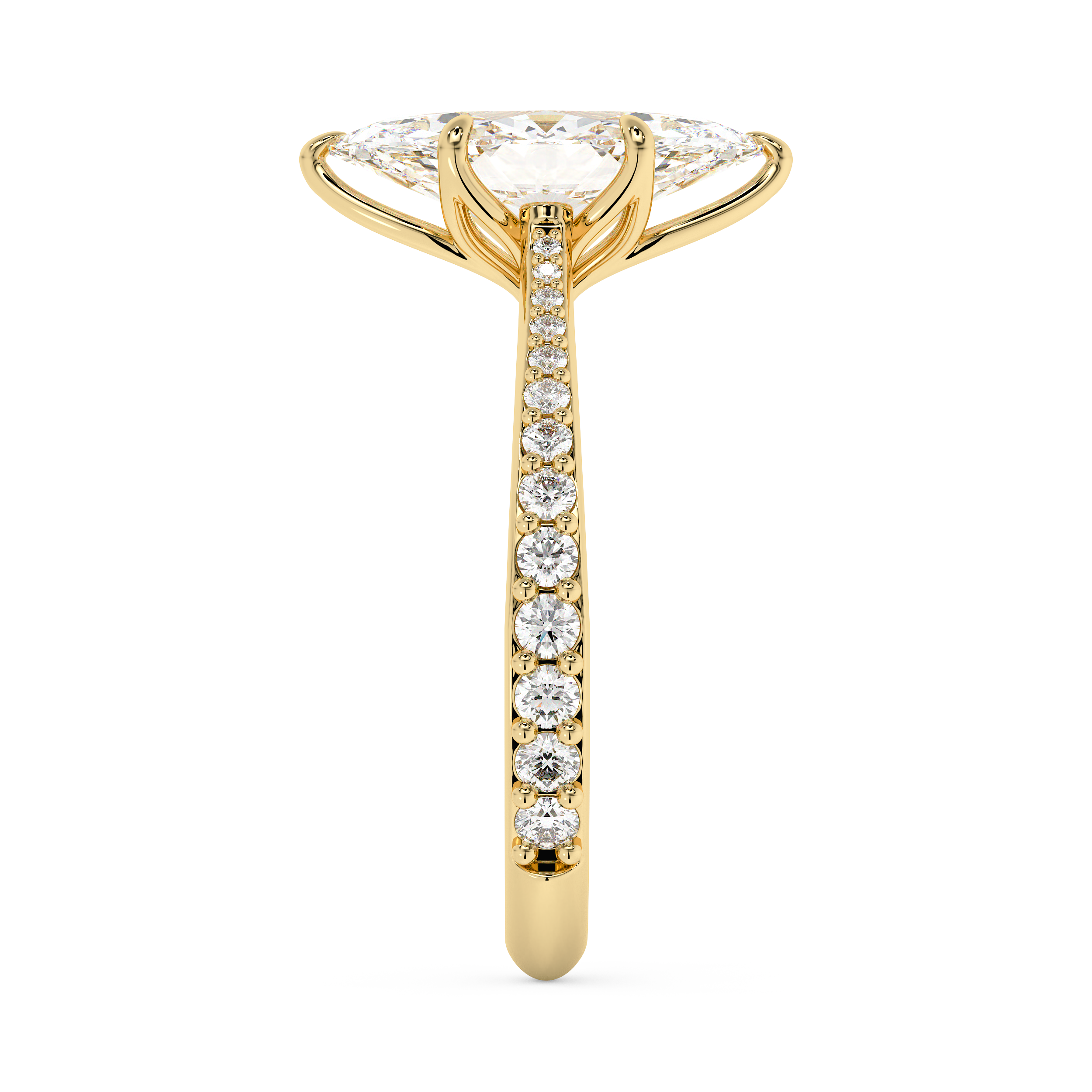 Marquise Pave Cathedral Lab Grown Diamond Engagement Ring