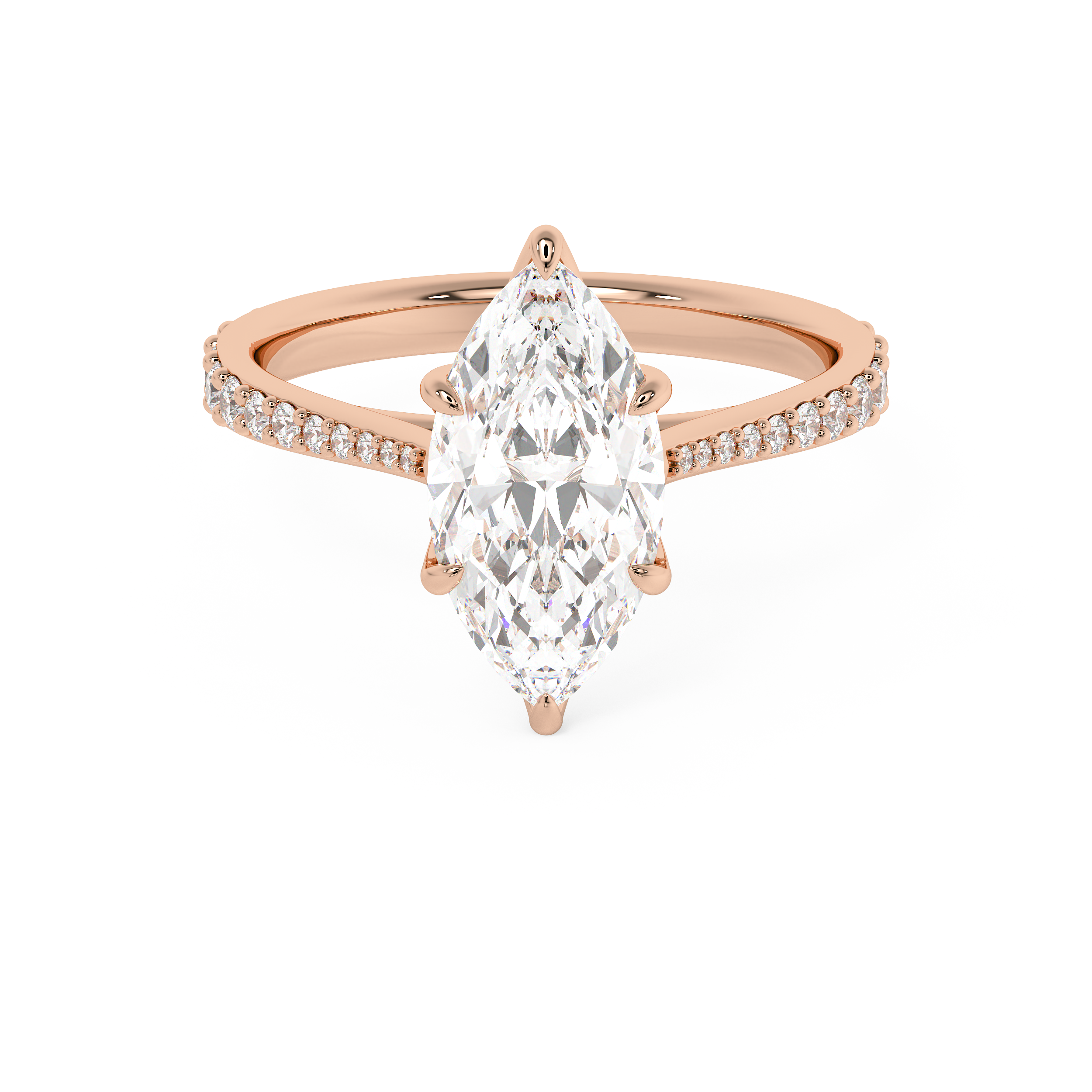 Marquise Pave Cathedral Lab Grown Diamond Engagement Ring
